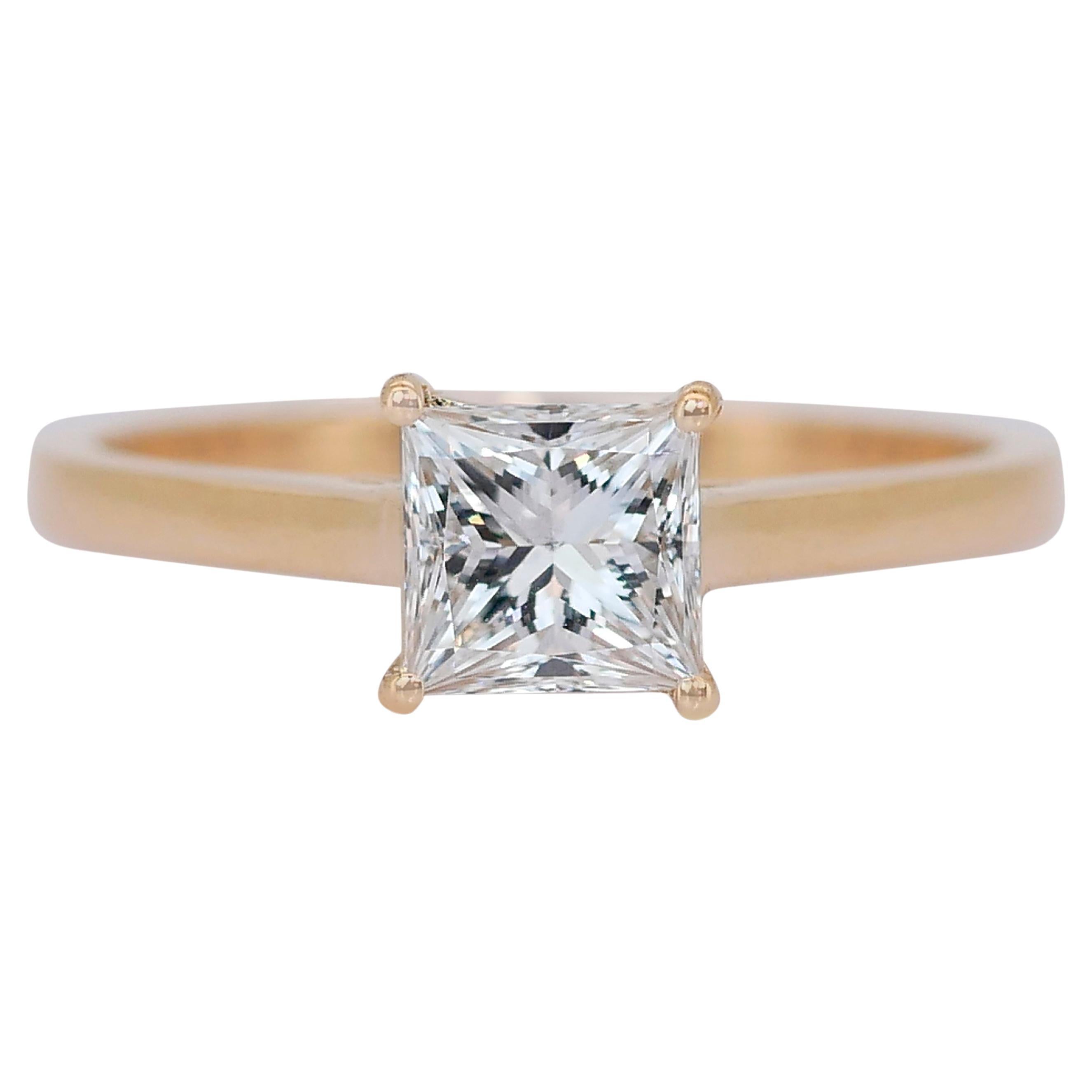 Cautivador Anillo Solitario de Diamantes de 1.00ct en Oro Amarillo de 18k - Certificado GIA