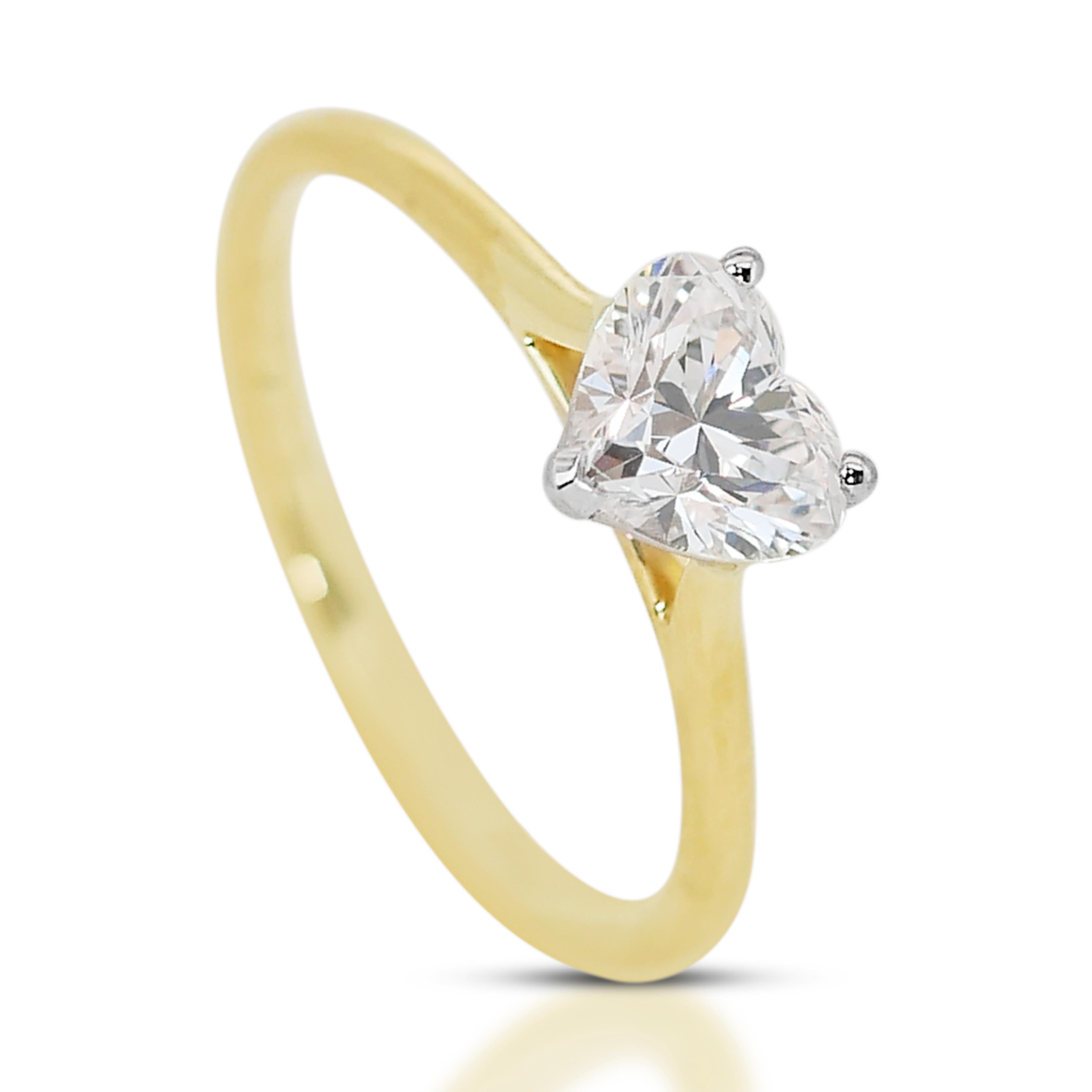 Bezaubernder Solitär-Ring, 1,00 Karat Doppelter ausgezeichneter Diamant im Idealschliff (Herzschliff) im Angebot