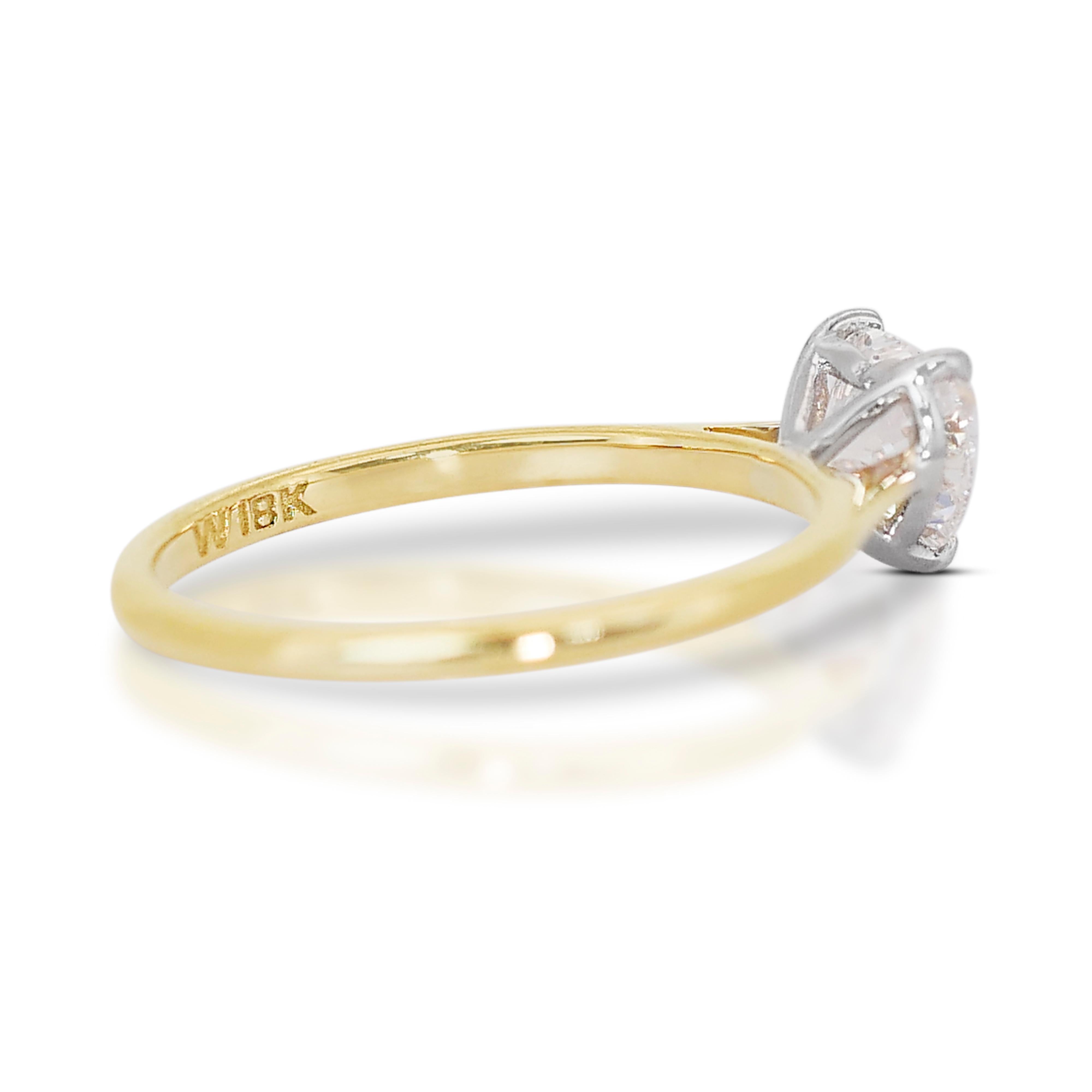 Bezaubernder Solitär-Ring, 1,00 Karat Doppelter ausgezeichneter Diamant im Idealschliff im Zustand „Neu“ im Angebot in רמת גן, IL