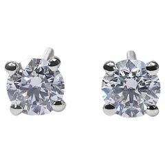 Captivating 1.00ct Triple Excellent Ideal Cut Diamonds Stud Earrings - GIA