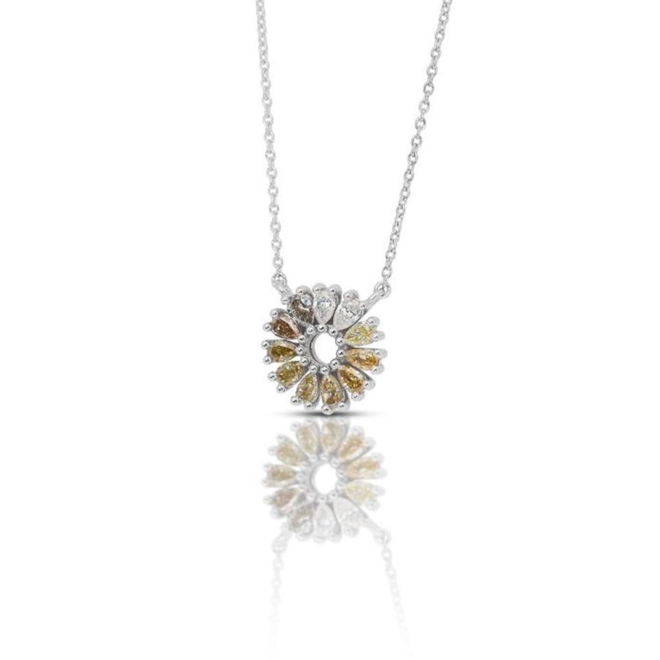 Pear Cut Captivating 1.01 Carat Pear Brilliant-cut Diamond Necklace in 18K White Gold For Sale