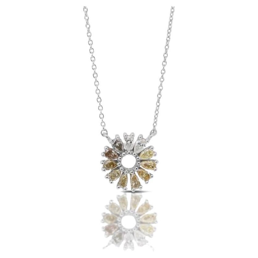 Captivating 1.01 Carat Pear Brilliant-cut Diamond Necklace in 18K White Gold For Sale