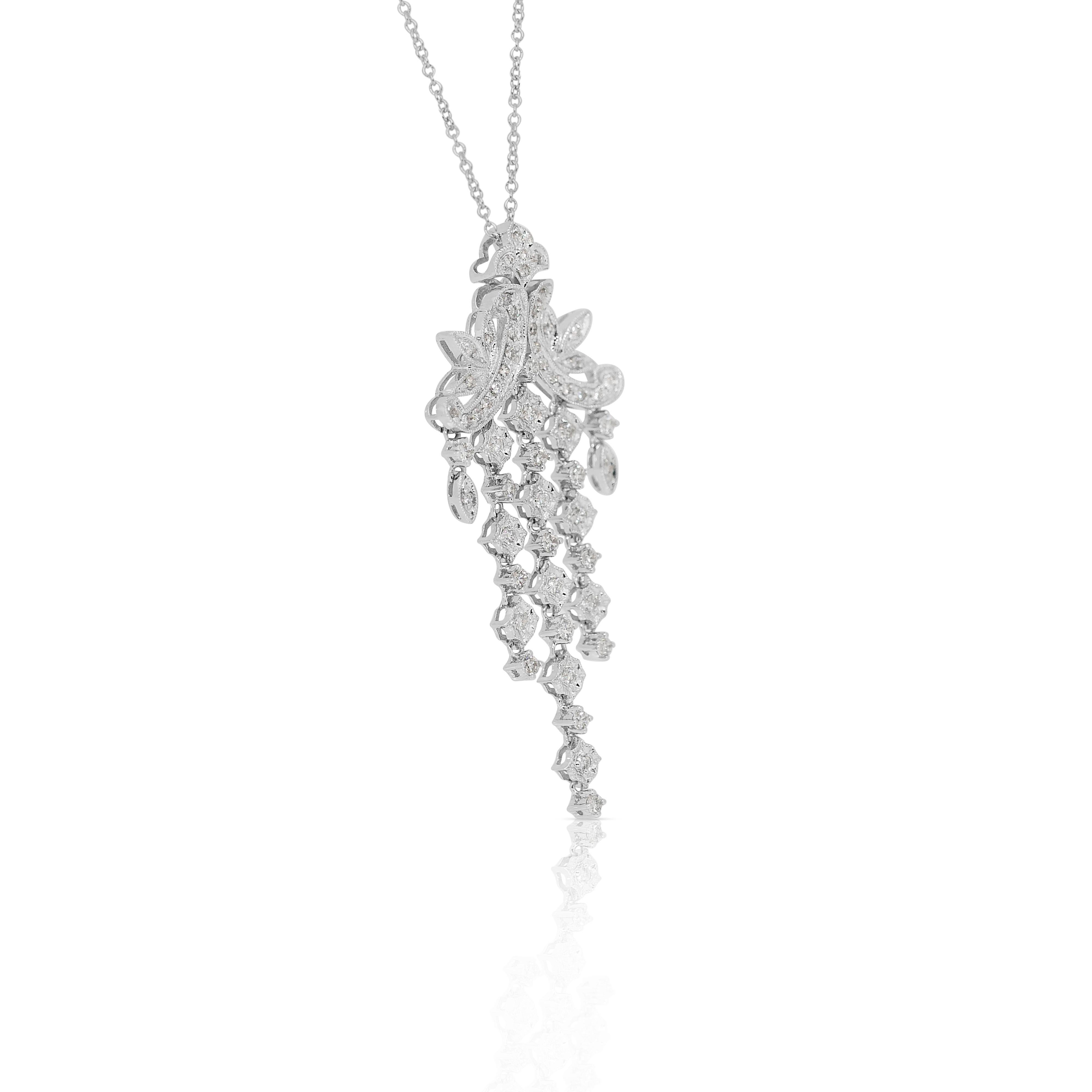 Collier pendentif en or blanc 18 carats de 1,03 ct de diamants captivants - certifié IGI Neuf - En vente à רמת גן, IL
