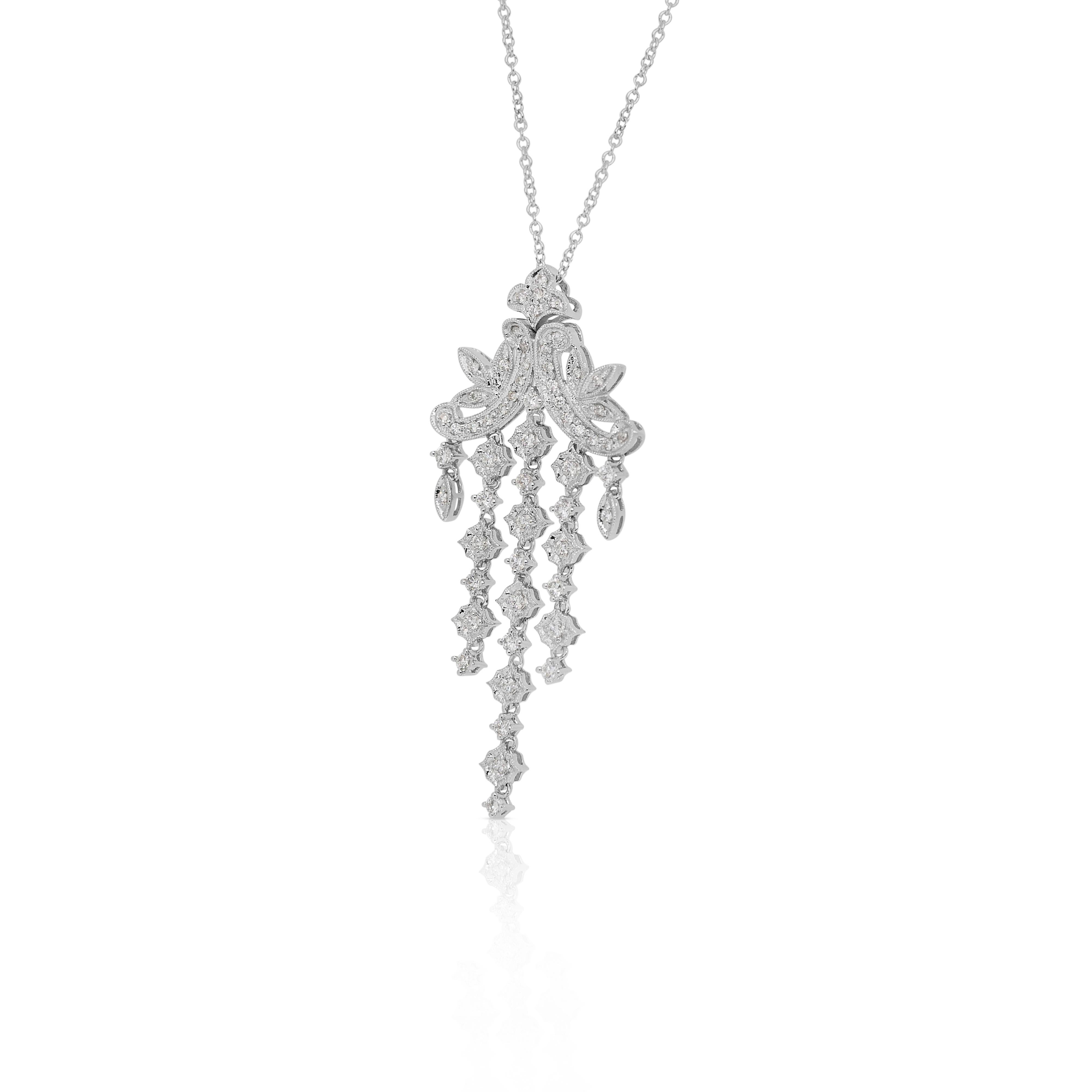 Collier pendentif en or blanc 18 carats de 1,03 ct de diamants captivants - certifié IGI Pour femmes en vente