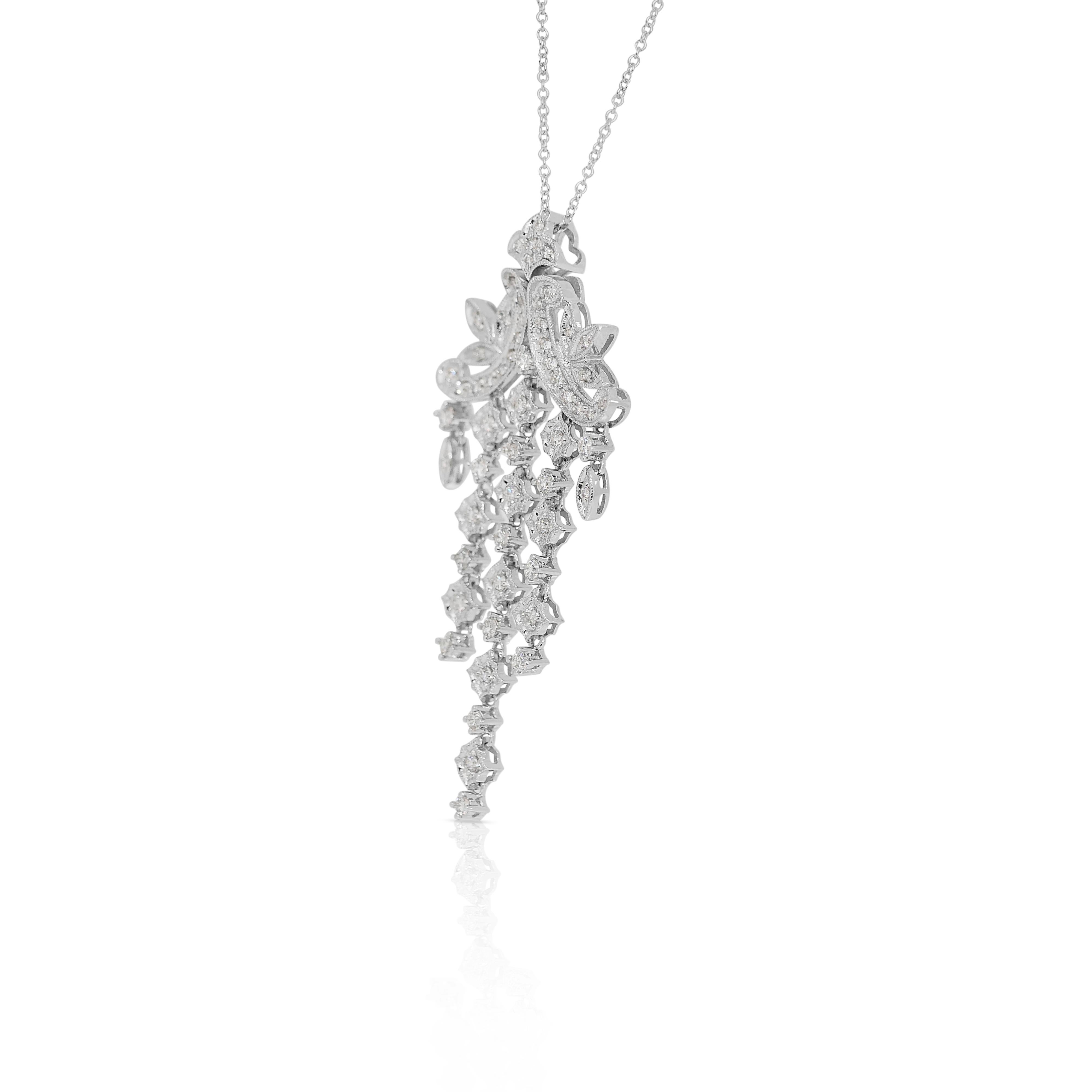 Collier pendentif en or blanc 18 carats de 1,03 ct de diamants captivants - certifié IGI en vente 2