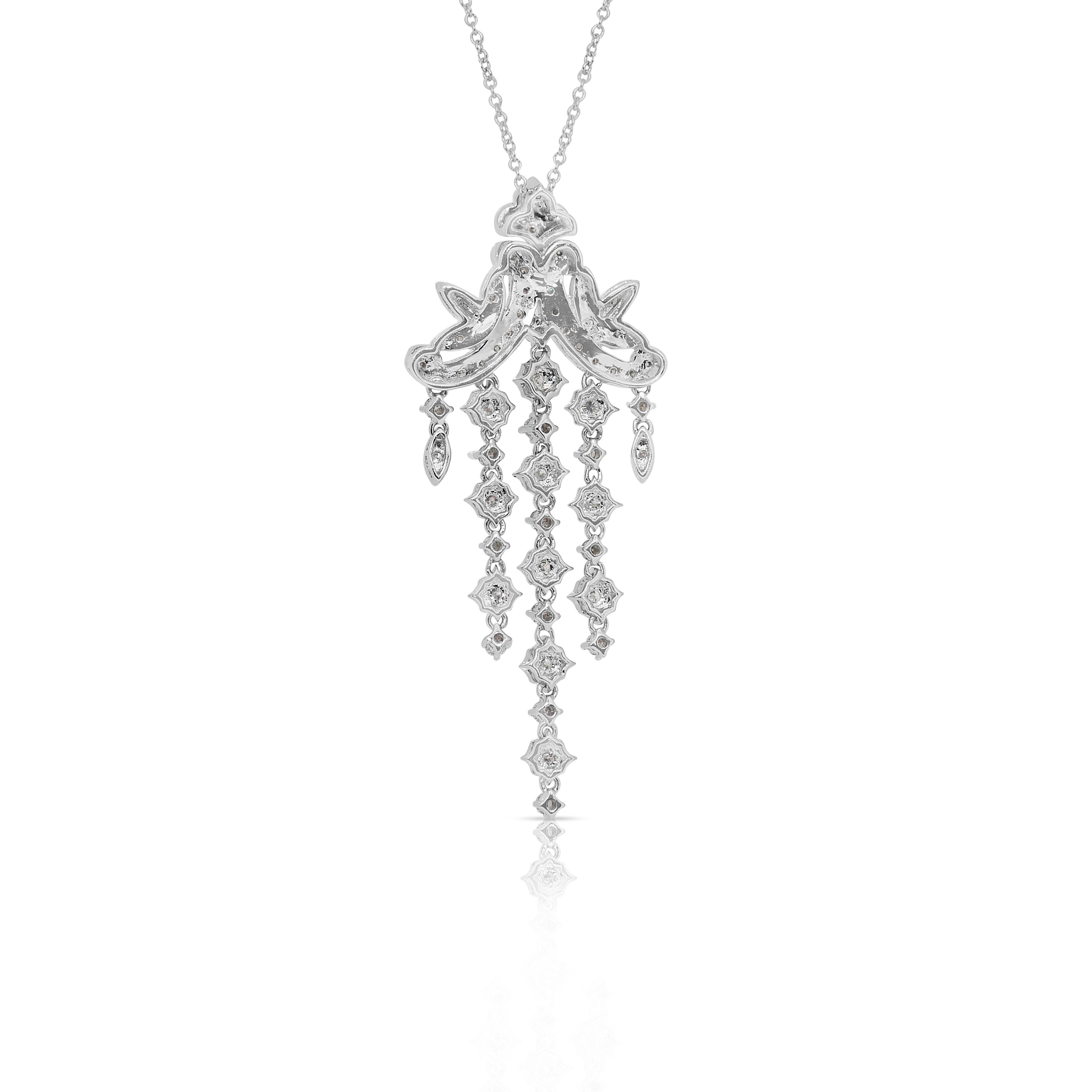 Collier pendentif en or blanc 18 carats de 1,03 ct de diamants captivants - certifié IGI en vente 3