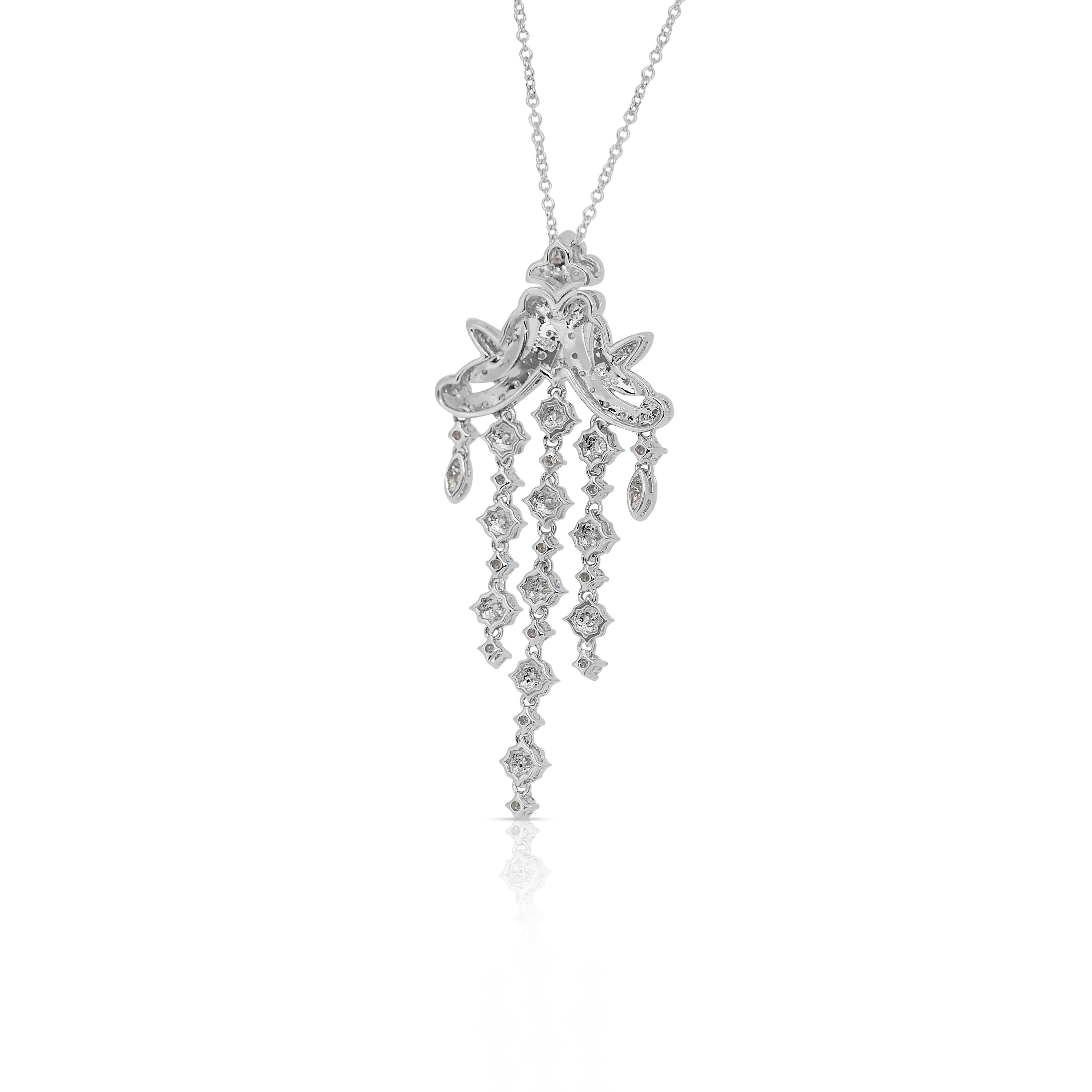 Collier pendentif en or blanc 18 carats de 1,03 ct de diamants captivants - certifié IGI en vente 4