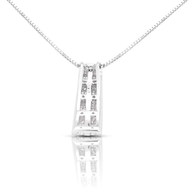 Lustrous 1.06ct Black & White Diamond Pendant 14K White Gold -Chain not included For Sale 1