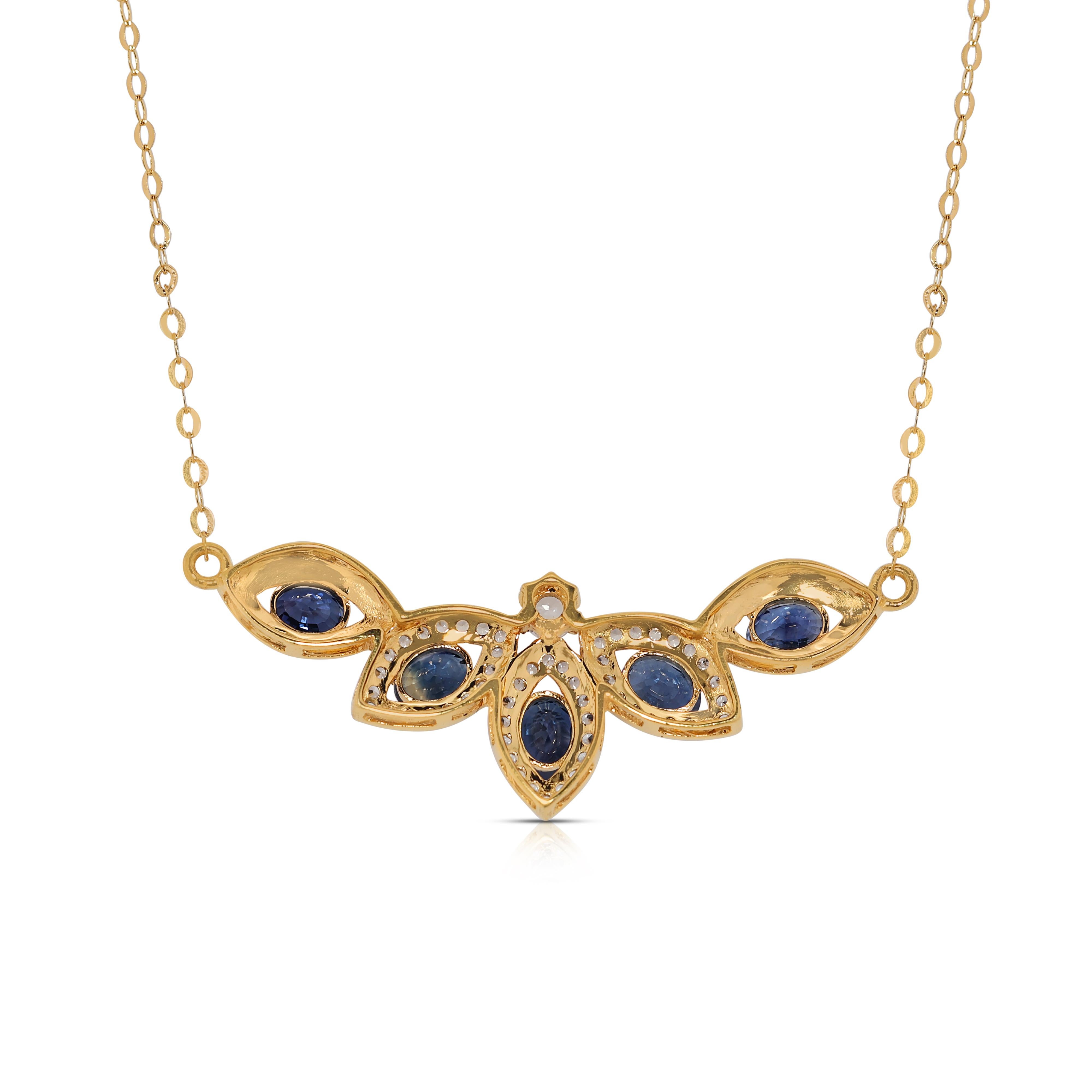Captivating 1.07ct Blue and White Sapphire Necklace in 18K Yellow Gold 1