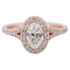 Captivating 1.10ct Double Excellent Ideal Cut Diamonds Halo Ring - GIA Certified