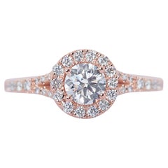Captivating 1.14ct Triple Excellent Ideal Cut Diamonds Halo Ring - GIA Certified