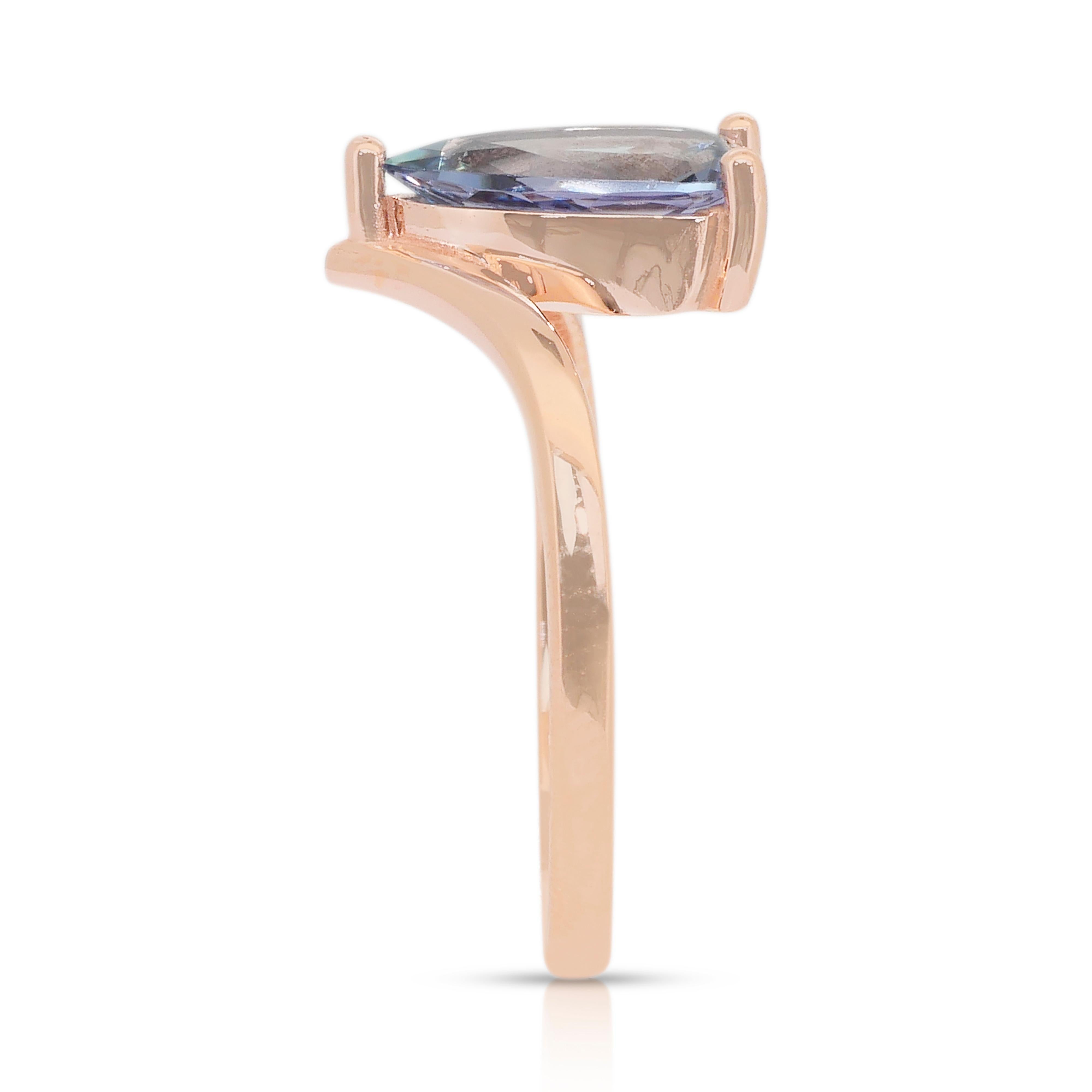Fesselnder 1,21ct Tansanit Solitaire Ring in 18k Rose Gold - IGI zertifiziert im Angebot 2