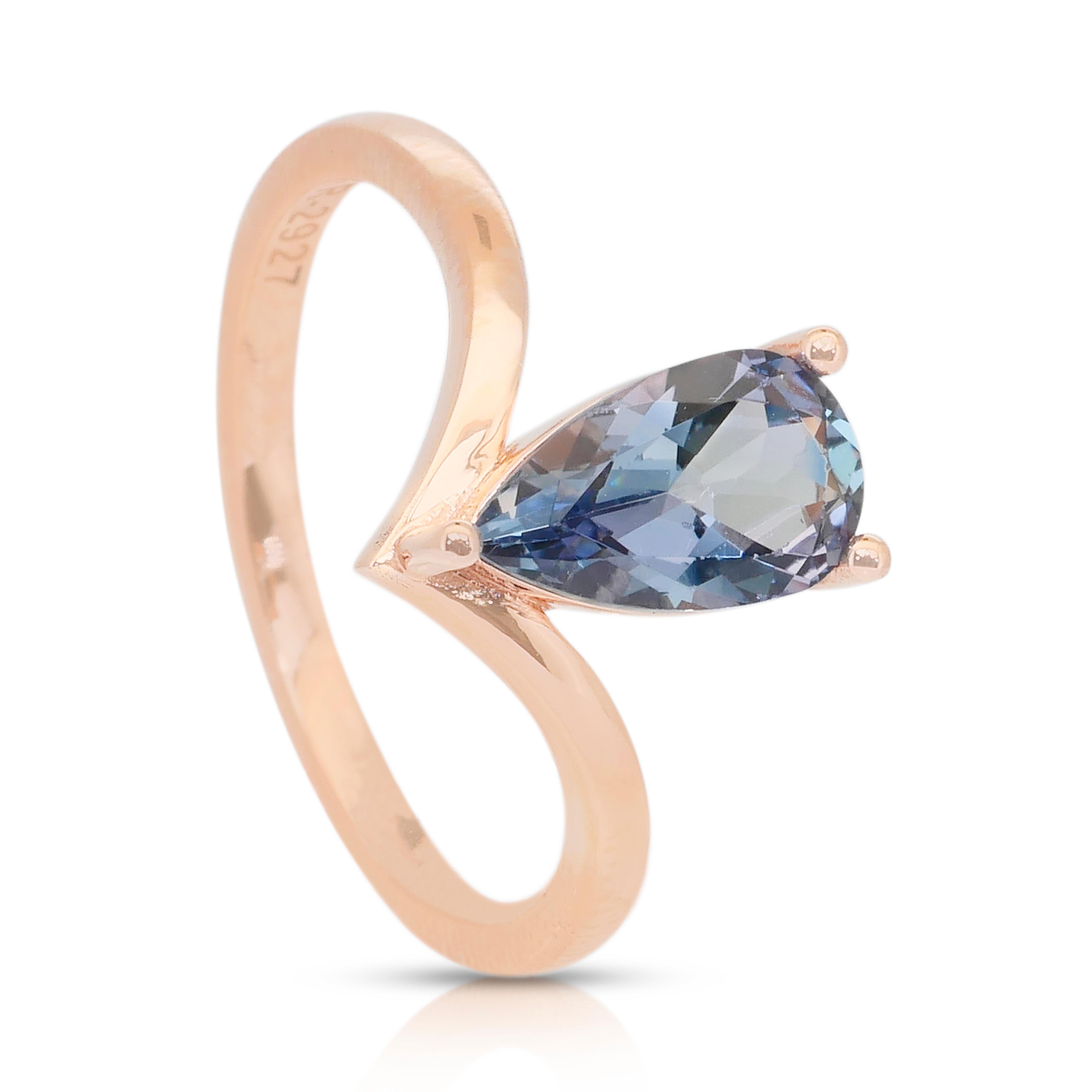 Fesselnder 1,21ct Tansanit Solitaire Ring in 18k Rose Gold - IGI zertifiziert im Angebot 3