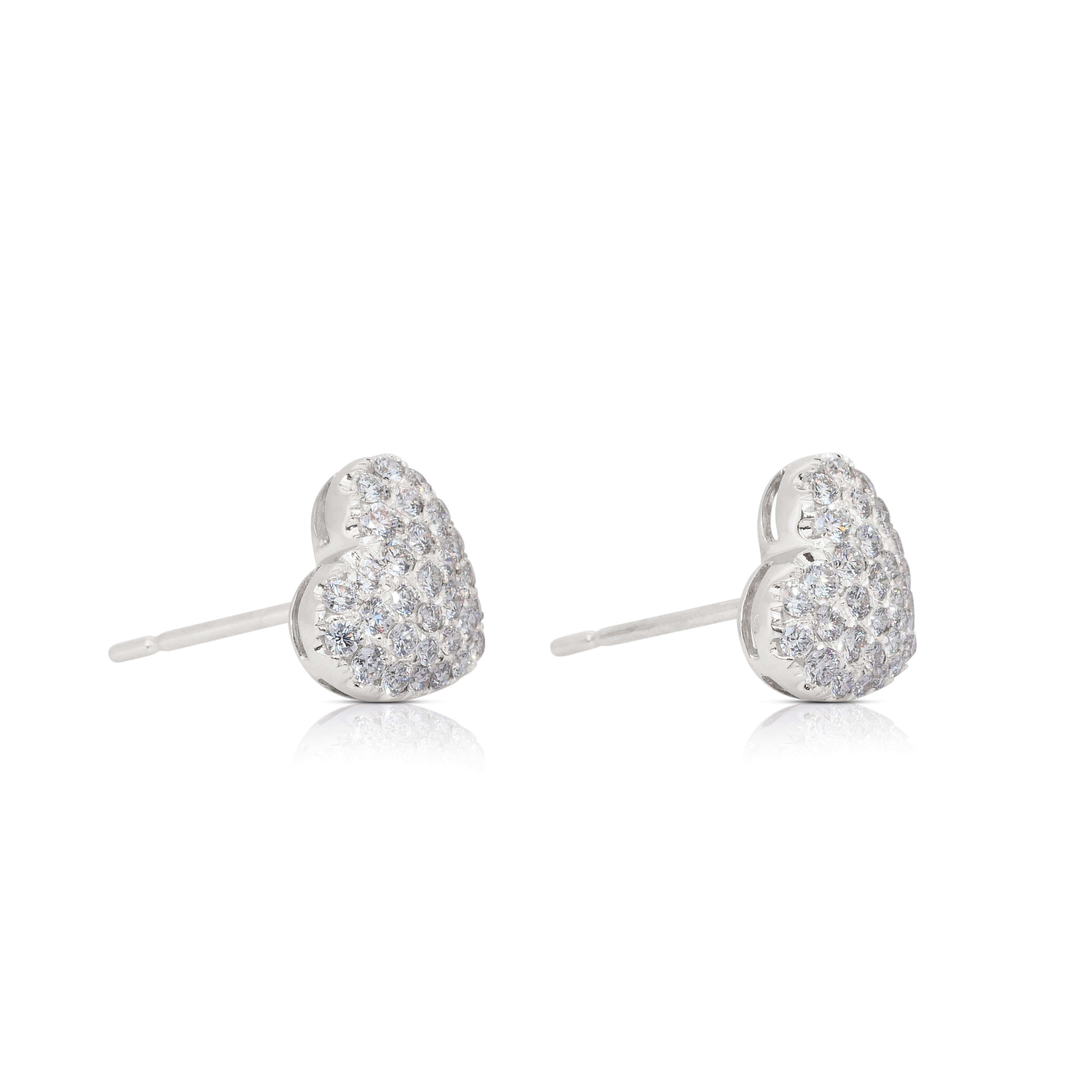 Boucles d'oreilles captivantes en or blanc 18 carats avec 1,23 ct de diamants - certifiées IGI en vente 1