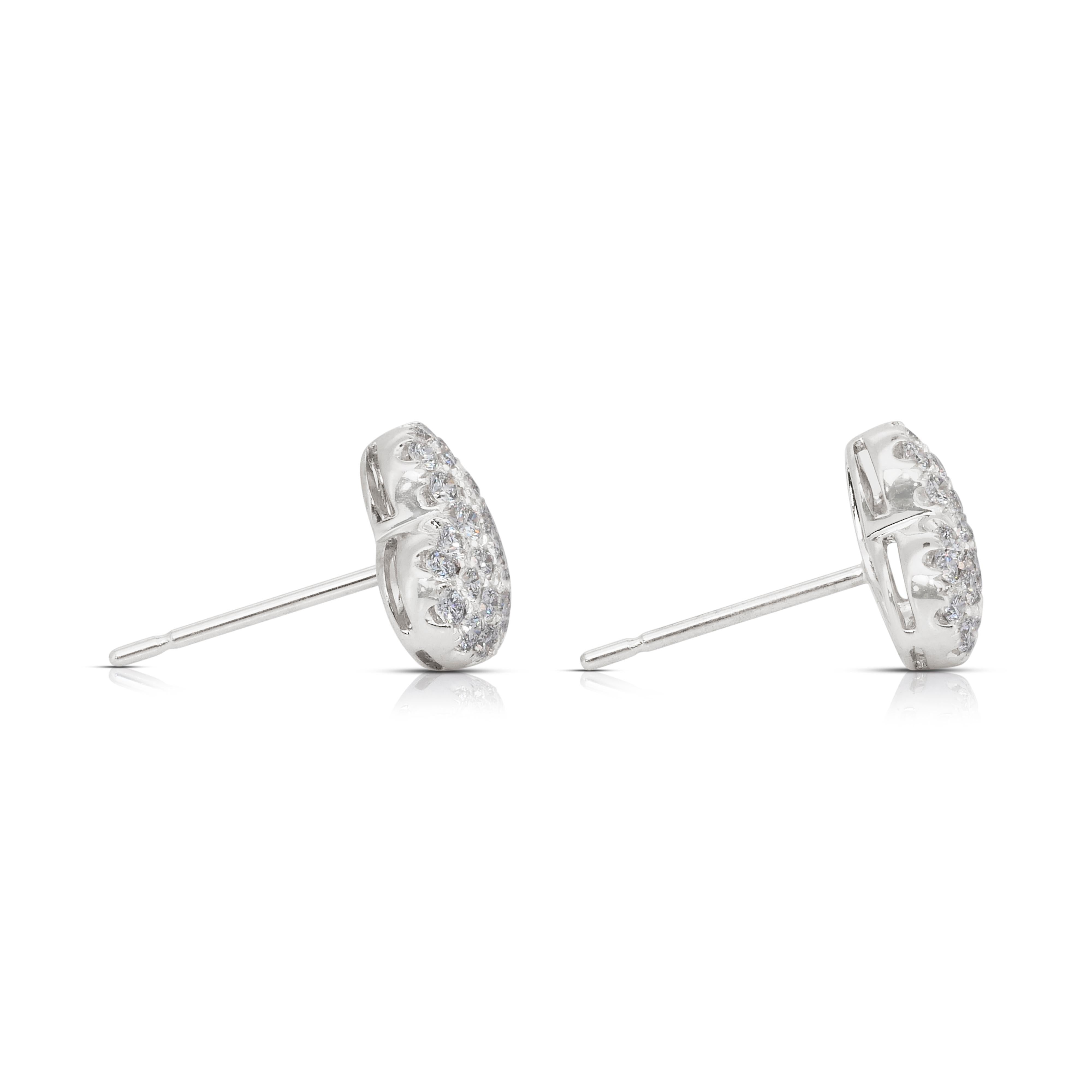 Boucles d'oreilles captivantes en or blanc 18 carats avec 1,23 ct de diamants - certifiées IGI en vente 2