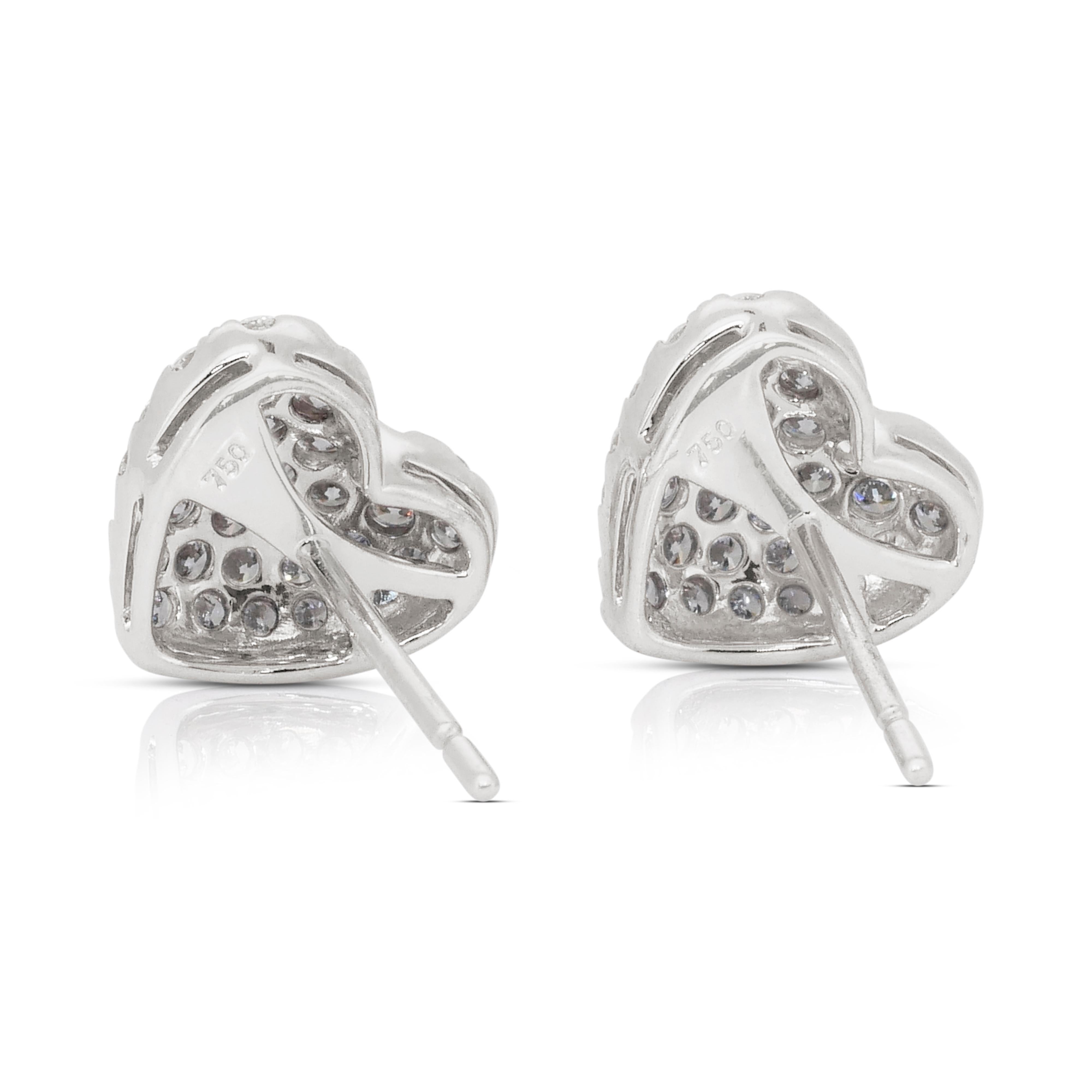 Boucles d'oreilles captivantes en or blanc 18 carats avec 1,23 ct de diamants - certifiées IGI en vente 3