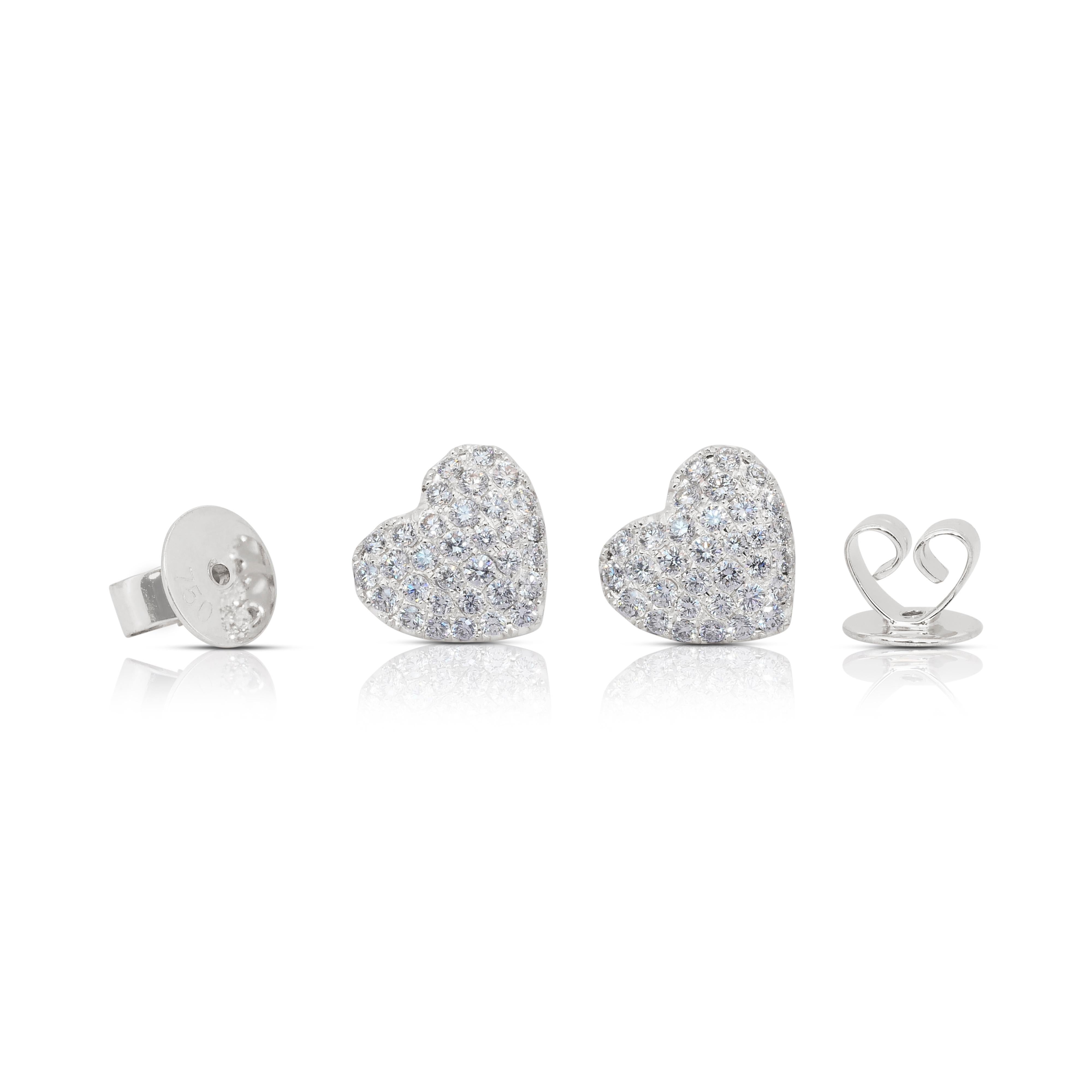 Boucles d'oreilles captivantes en or blanc 18 carats avec 1,23 ct de diamants - certifiées IGI en vente 4