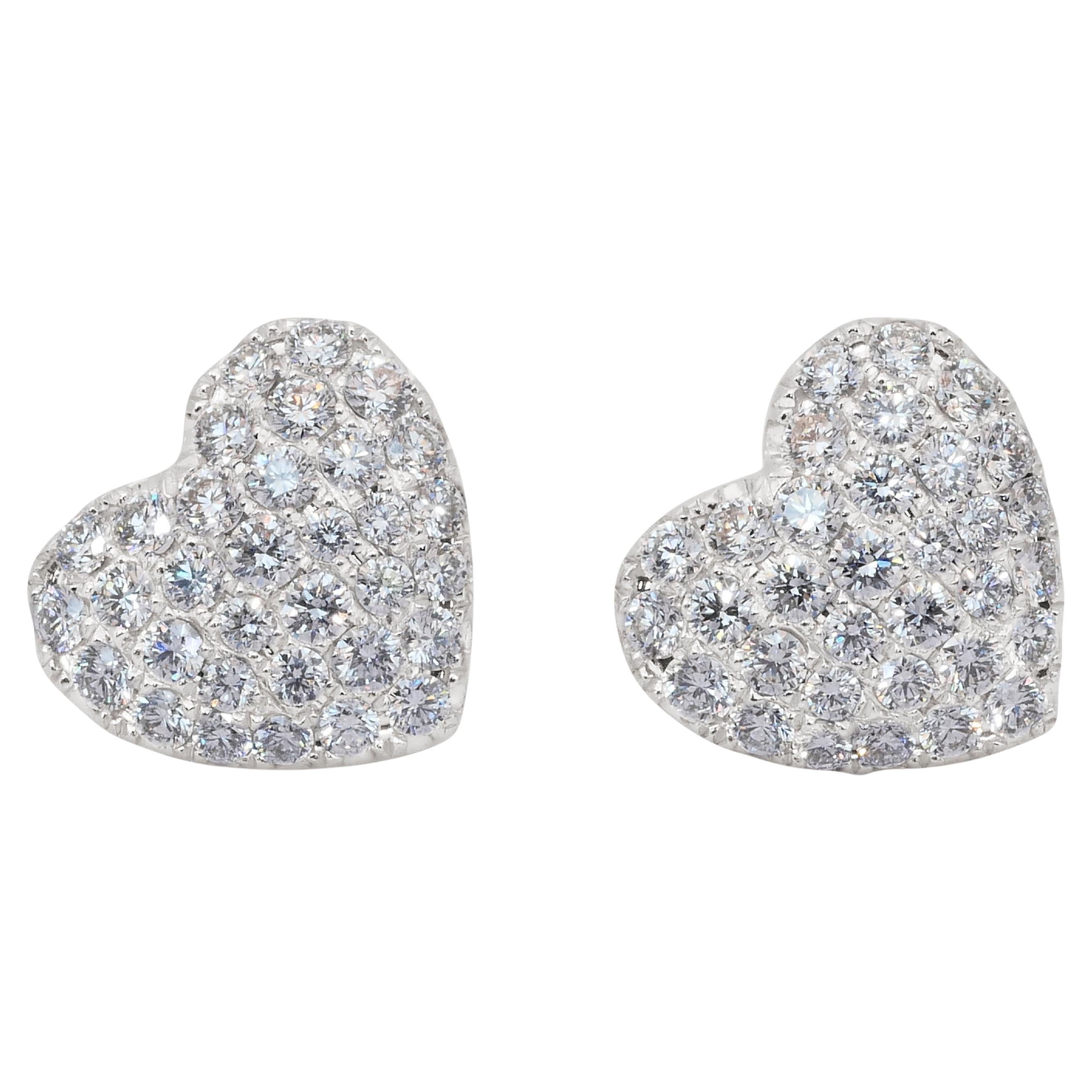 Accattivanti orecchini con diamanti da 1,23 carati in oro bianco 18 carati - certificati IGI