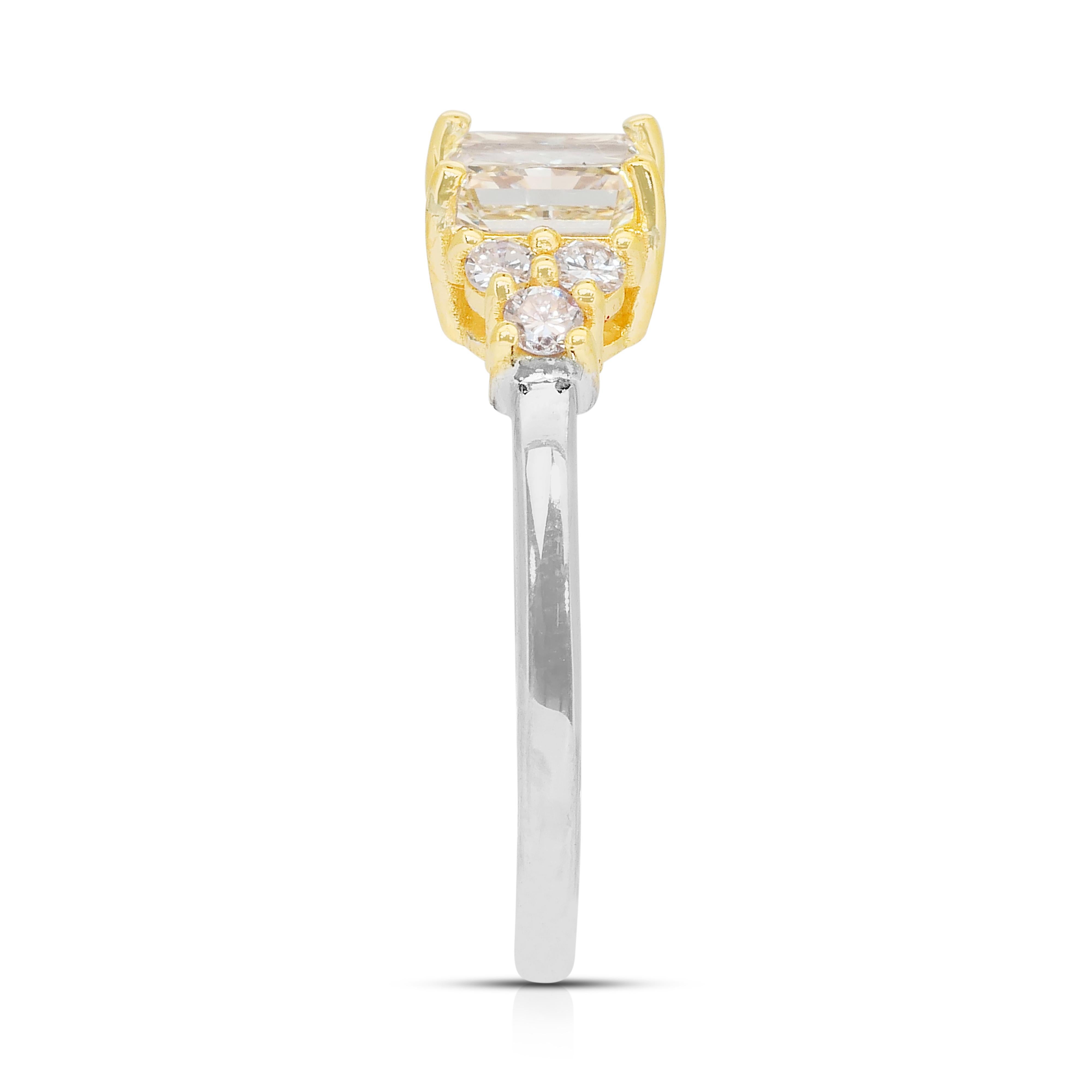 Fesselnder 1,24ct Diamanten Ring in 18k Weiß- und Gelbgold - IGI zertifiziert Damen im Angebot