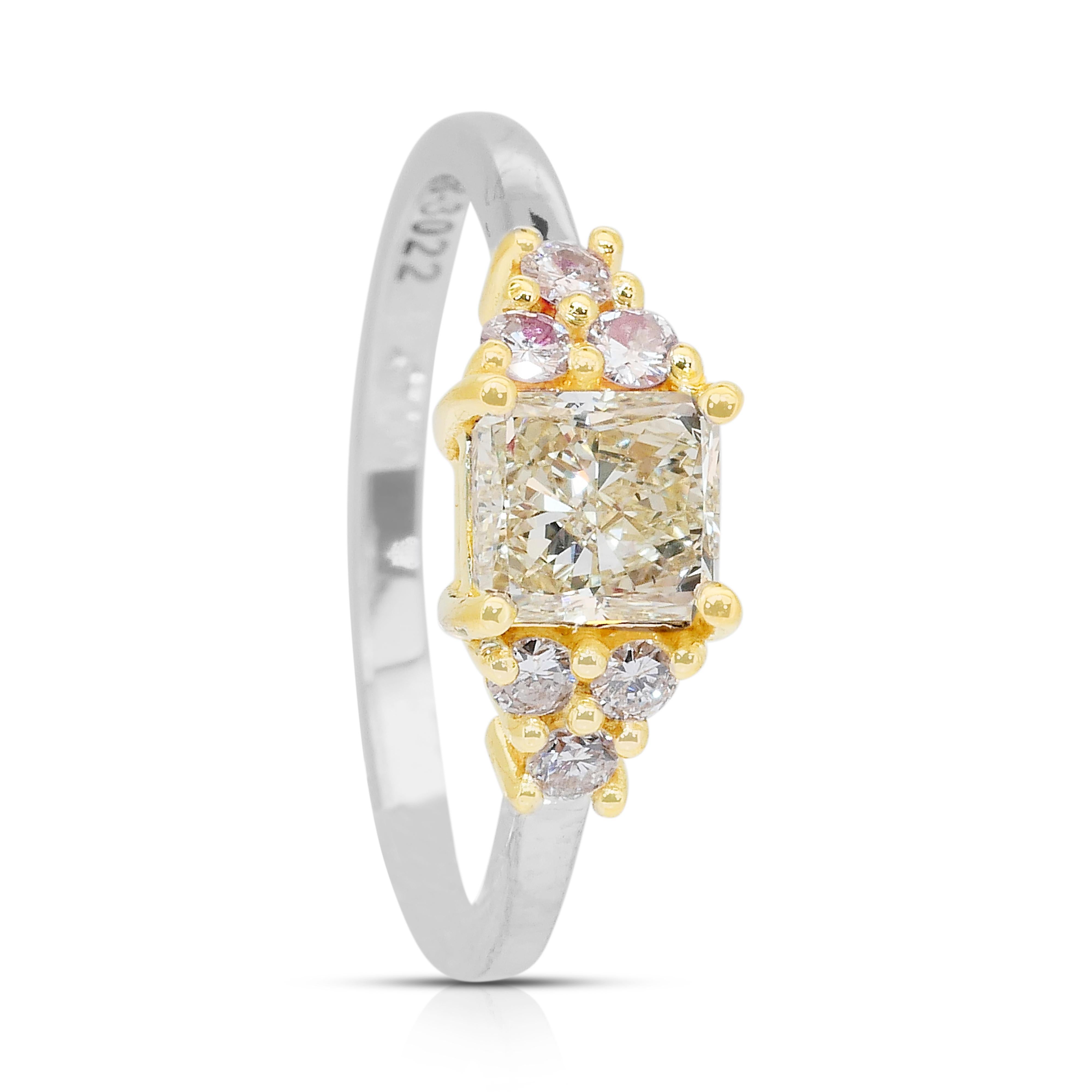 Fesselnder 1,24ct Diamanten Ring in 18k Weiß- und Gelbgold - IGI zertifiziert im Angebot 2