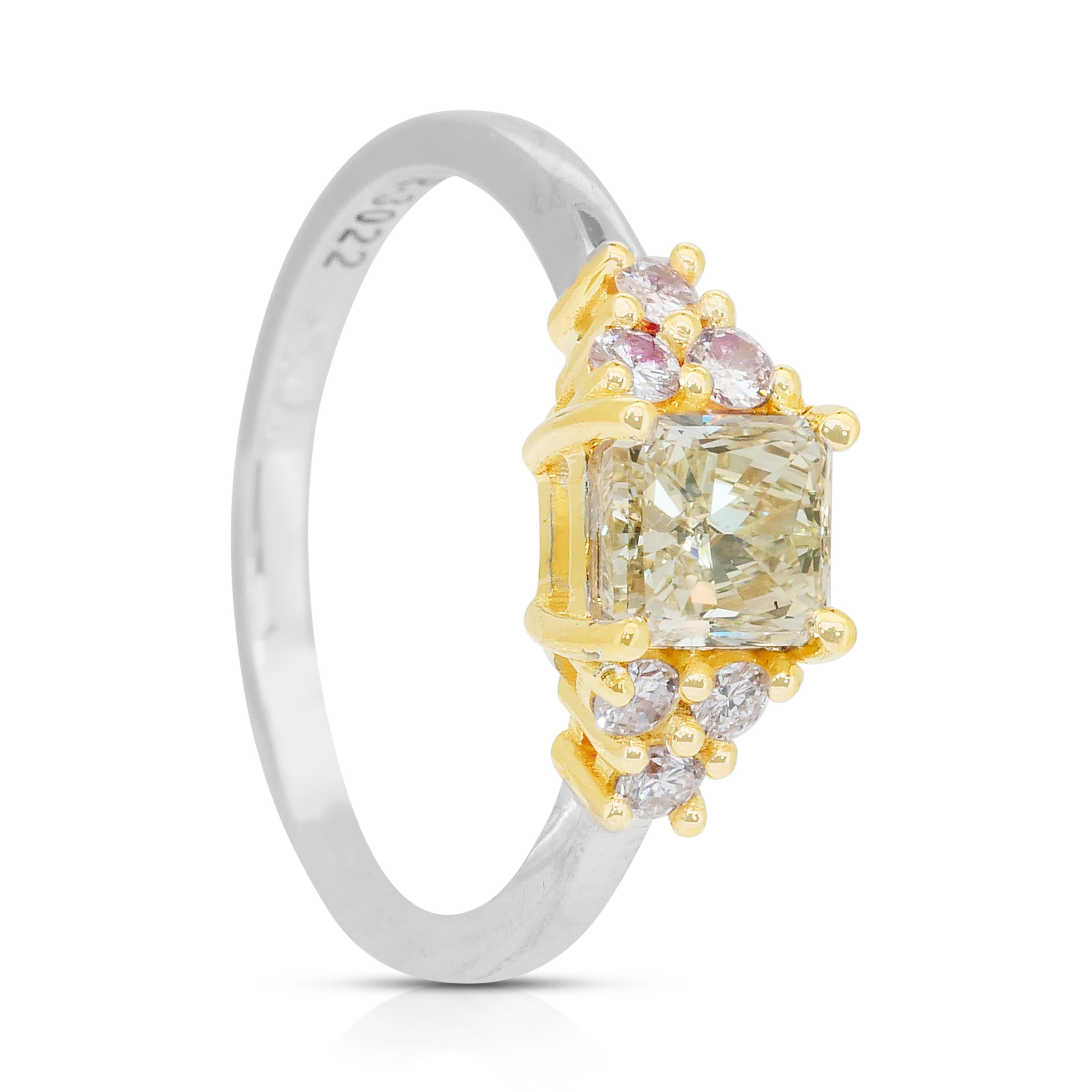 Fesselnder 1,24ct Diamanten Ring in 18k Weiß- und Gelbgold - IGI zertifiziert im Angebot 3