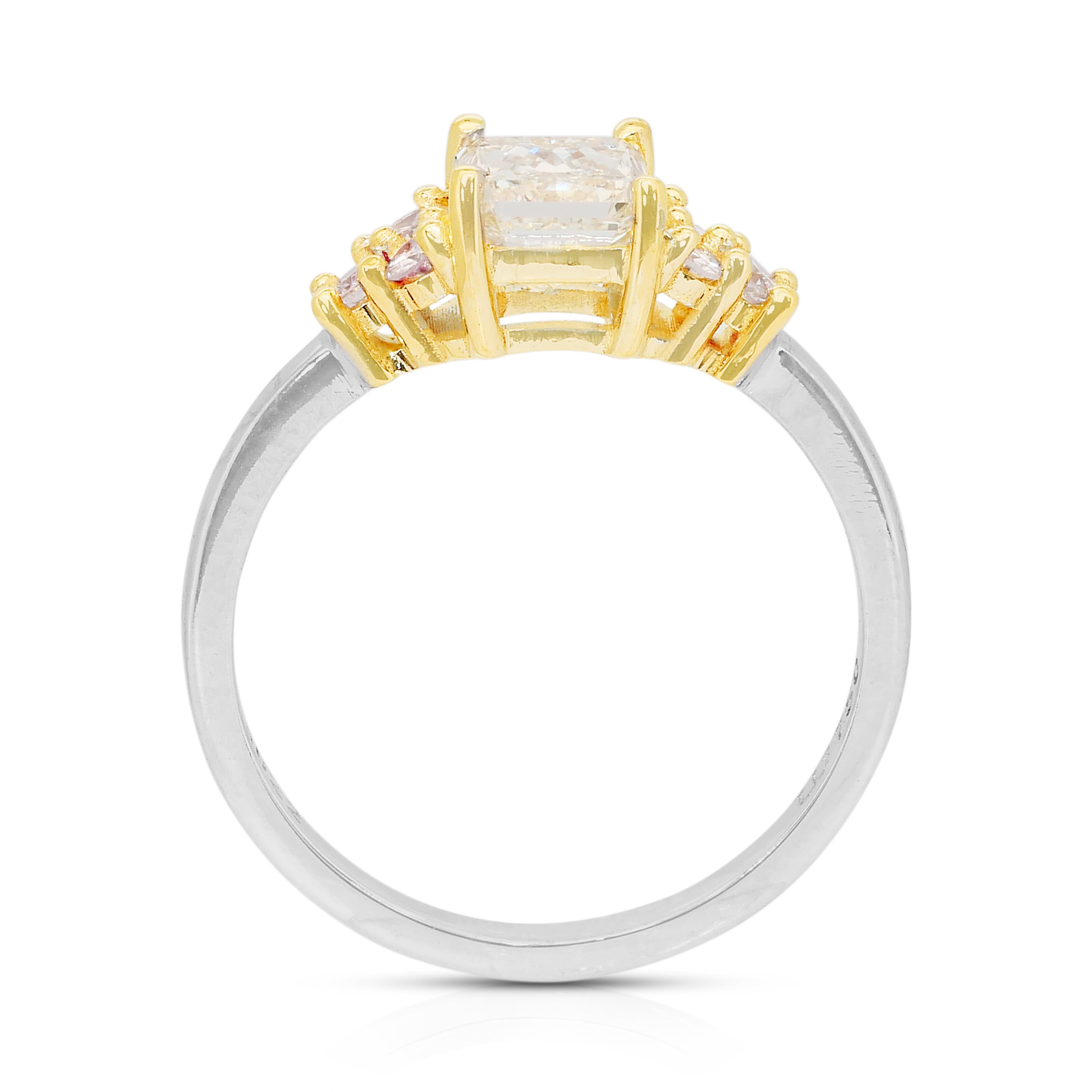 Fesselnder 1,24ct Diamanten Ring in 18k Weiß- und Gelbgold - IGI zertifiziert im Angebot 4
