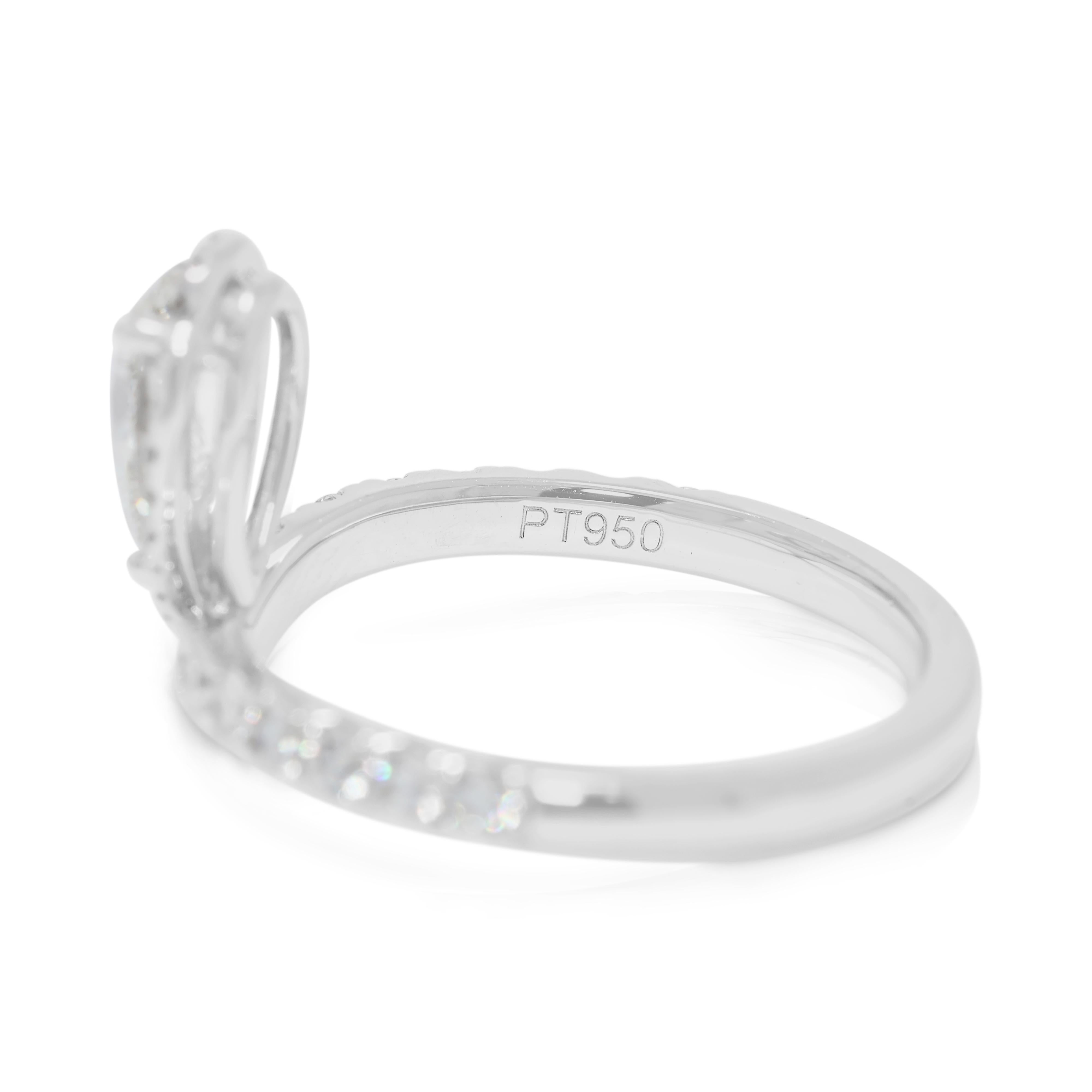 Pear Cut Captivating 1.24ct Natural Diamond Pear Halo Platinum Ring For Sale