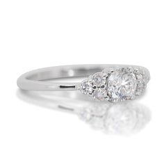 Captivating 1.25ct Diamonds 7-Stone Ring in 18k White Gold - GIA Certified