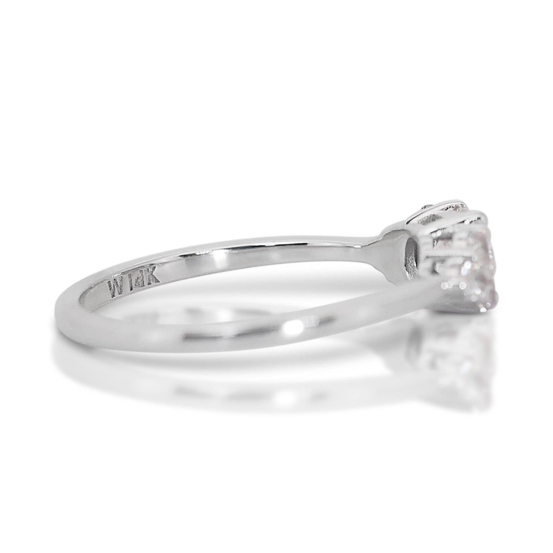 Round Cut Captivating 1.25ct Diamonds 7-Stone Ring in 18k White Gold - GIA Certified For Sale