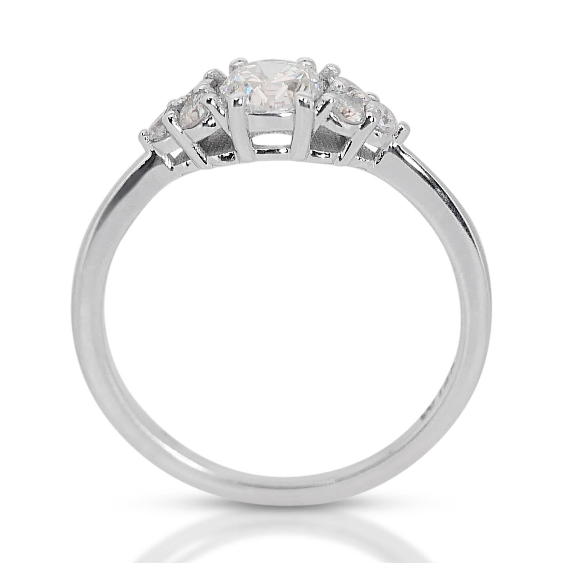 Captivating 1.25ct Diamonds 7-Stone Ring in 18k White Gold - GIA Certified For Sale 2
