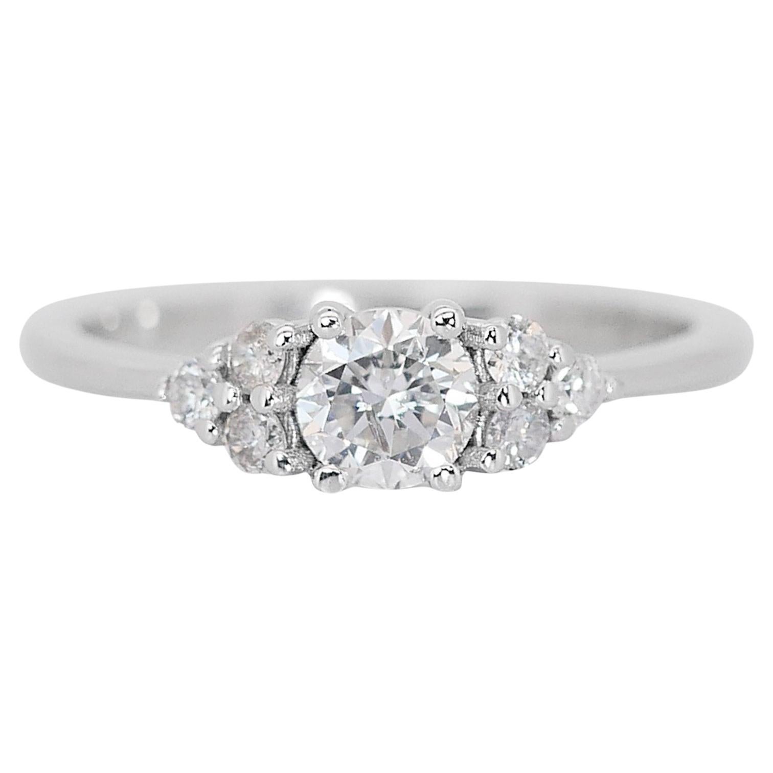Captivating 1.25ct Diamonds 7-Stone Ring in 18k White Gold - GIA Certified For Sale