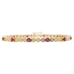 Captivating 1.26ct Ruby and Natural Diamond Tennis Bracelet in 18K Yellow Gold
