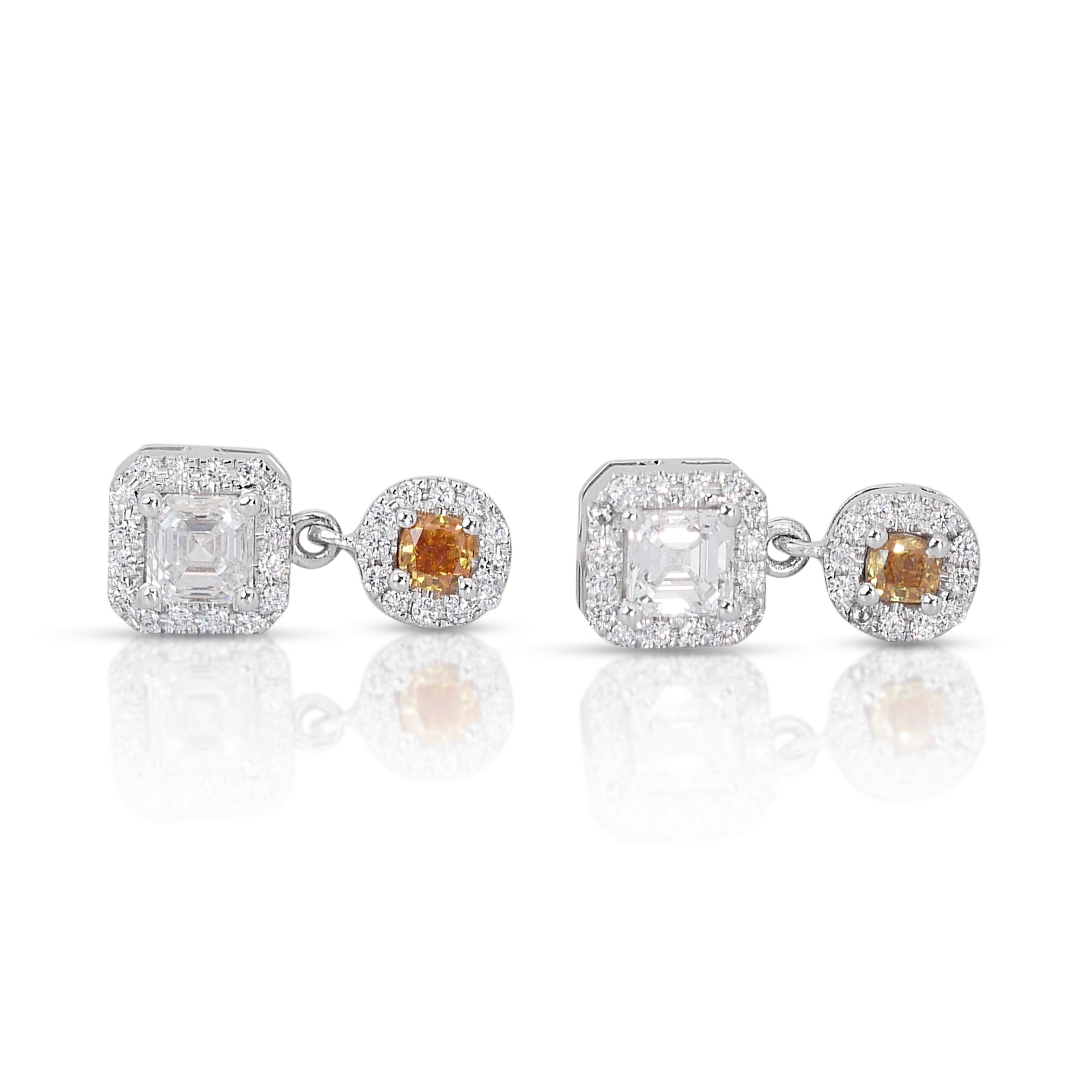 Bezaubernde 1,27 Karat Diamanten-Tropfen-Ohrringe aus 14k Weißgold - IGI-zertifiziert im Zustand „Neu“ im Angebot in רמת גן, IL
