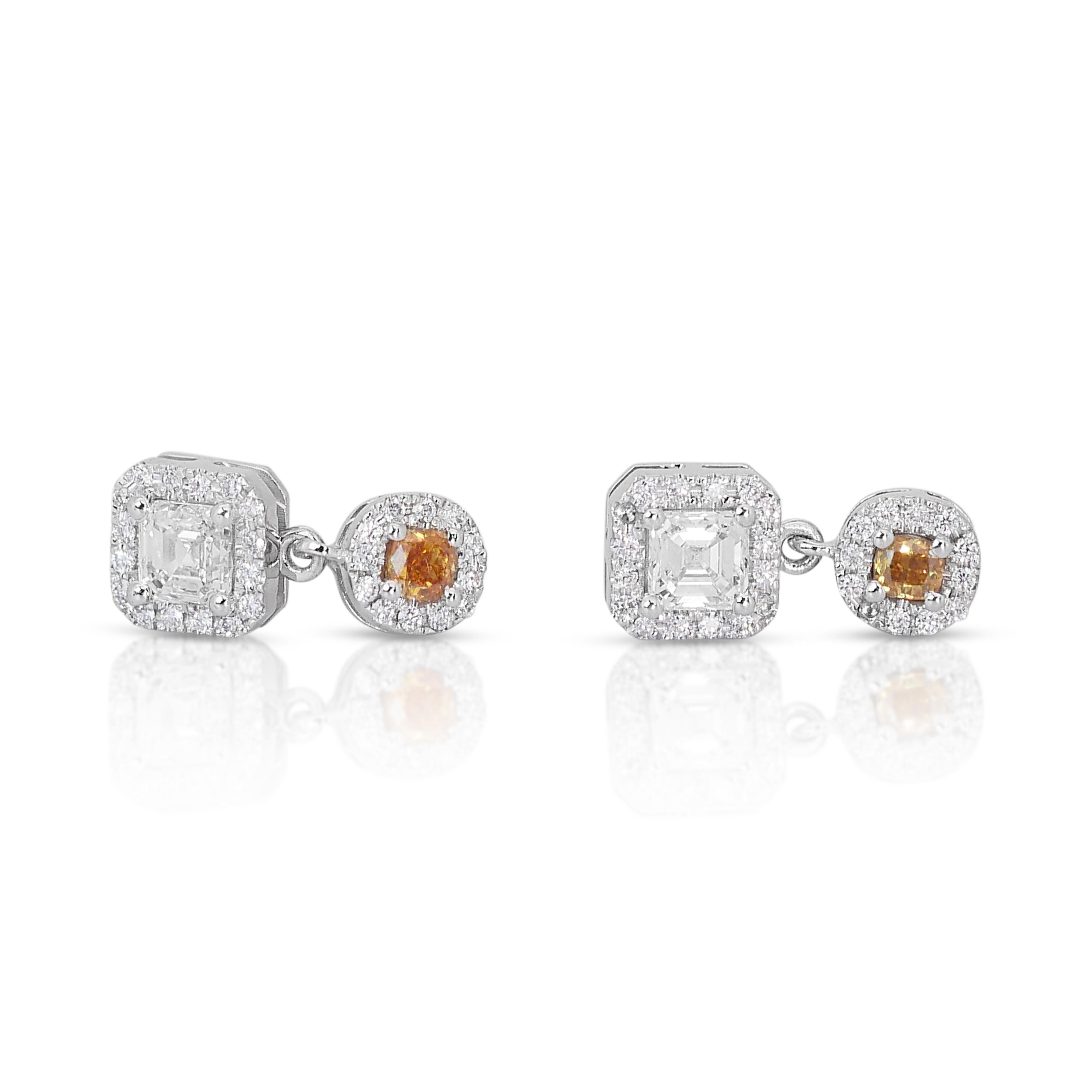 Captivating 1.27ct Diamonds Drop Earrings in 14k White Gold - IGI Certified 1