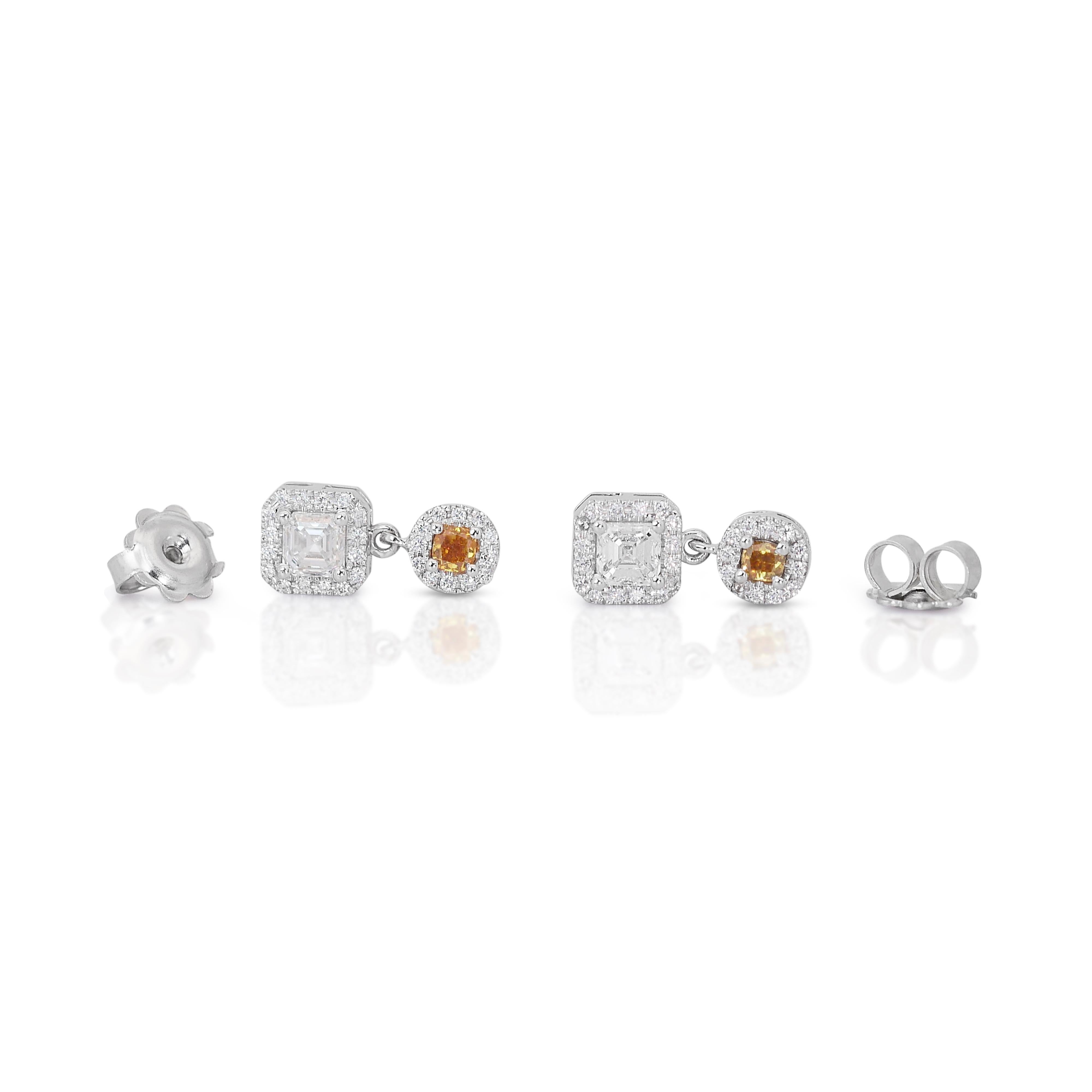 Bezaubernde 1,27 Karat Diamanten-Tropfen-Ohrringe aus 14k Weißgold - IGI-zertifiziert im Angebot 3