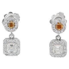 Captivant pendants d'oreilles en or blanc 14 carats avec diamants de 1,27 carat certifiés IGI