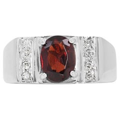 Captivant bague grappe de grenats et de diamants 1,28 carat en or blanc 18 carats