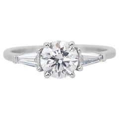 Captivating 1.28ct Triple Excellent Ideal Cut 3-Stone Ring in 18k White Gold Captivating 1.28ct Triple Excellent Ideal Cut 3-Stone Ring in 18k White Gold