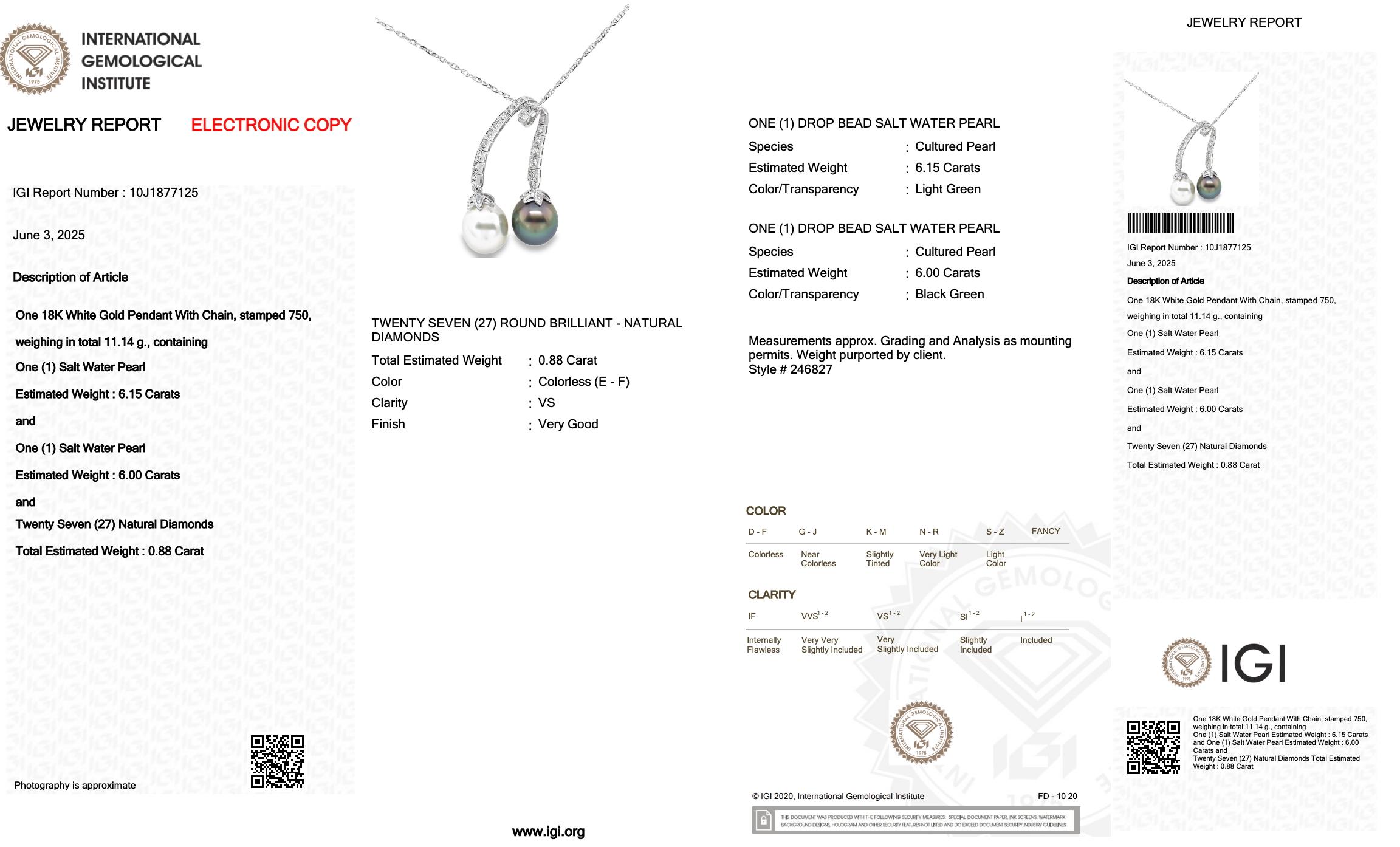 Donna Captivating 13.03ct Salt Water Pearls and Diamonds Drop Necklace in vendita