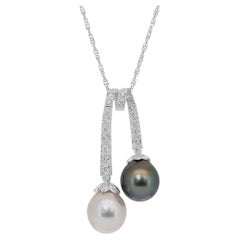 Captivating 13.03ct Salt Water Pearls and Diamonds Drop Necklace