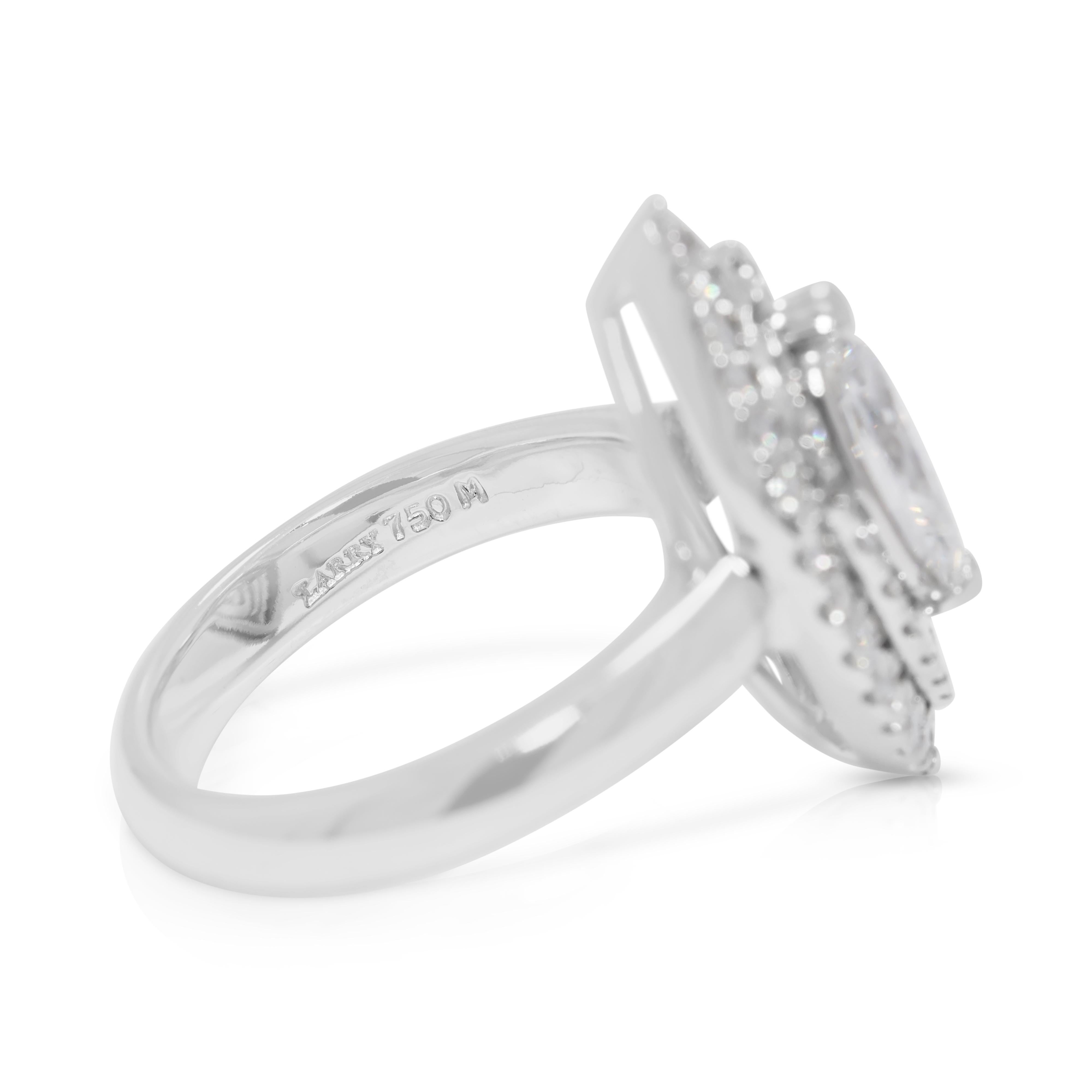 Cautivador Anillo Halo de Diamantes Naturales de 1,32 quilates en Oro Blanco de 18 quilates en Excelente estado para la venta en רמת גן, IL