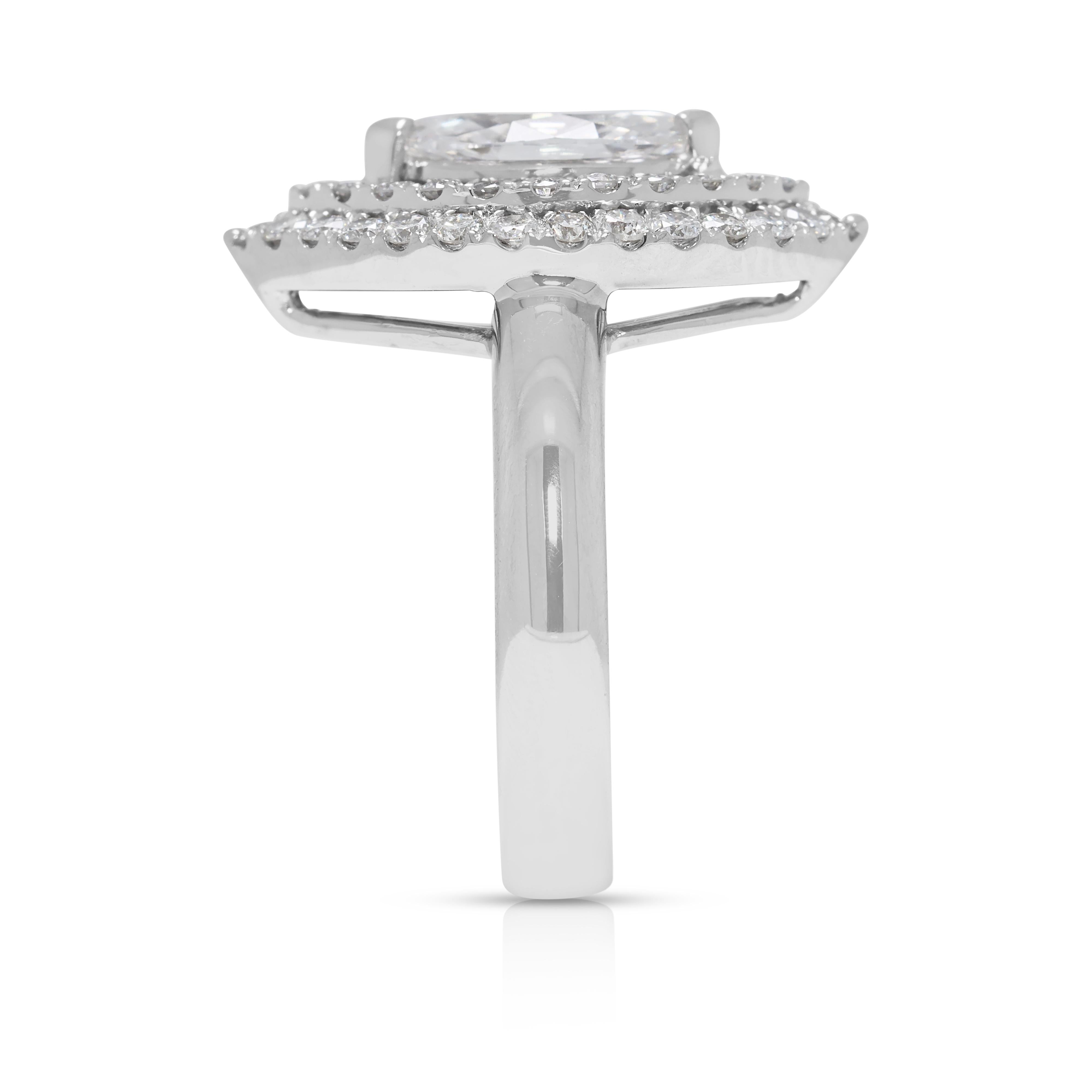 De las mujeres Cautivador Anillo Halo de Diamantes Naturales de 1,32 quilates en Oro Blanco de 18 quilates en venta
