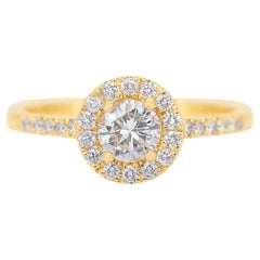 Captivating 1.32ct Triple Excellent Ideal Cut Diamonds Halo Ring
