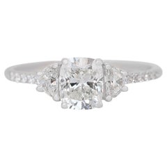 Captivating 1.37ct Double Excellent Ideal Cut Diamonds Pave Ring