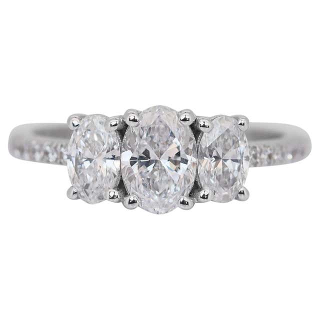 Luminous 2.59ct Diamonds 3-Stone Ring in 18k White Gold - GIA Certified ...