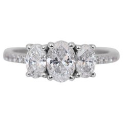 Captivating 1.39ct Diamonds 3-Stone Ring in 18k White Gold - GIA Certified