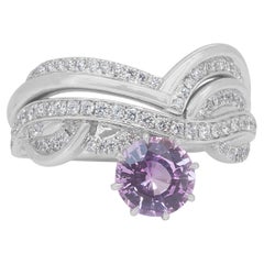 One-of-a-Kind 1.72ct Sapphire and Diamonds Cluster 2 in 1 Ring in Platinum - IGI