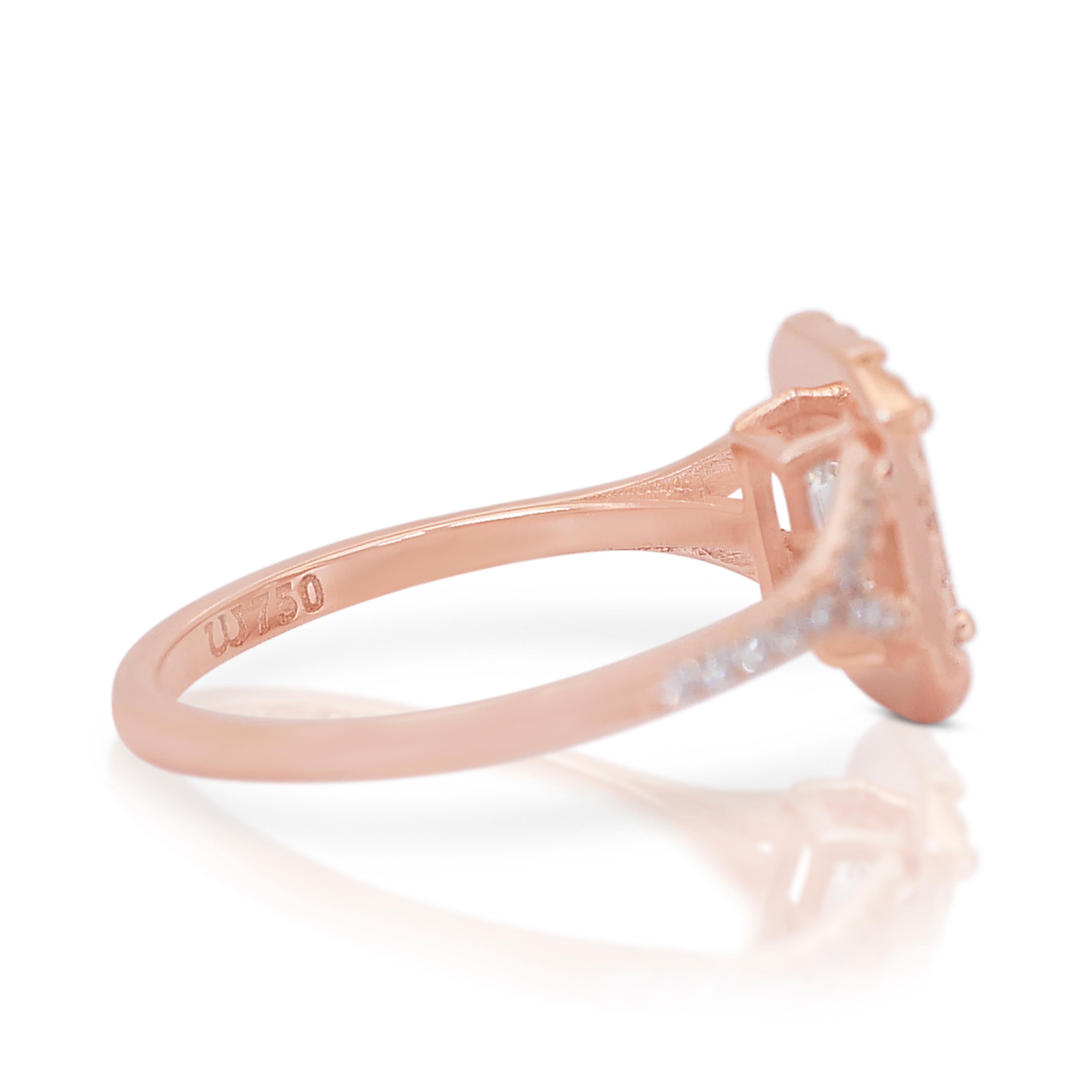 Emerald Cut Captivating 1.42ct Diamonds Halo Ring in 18k Rose Gold - GIA Certified
