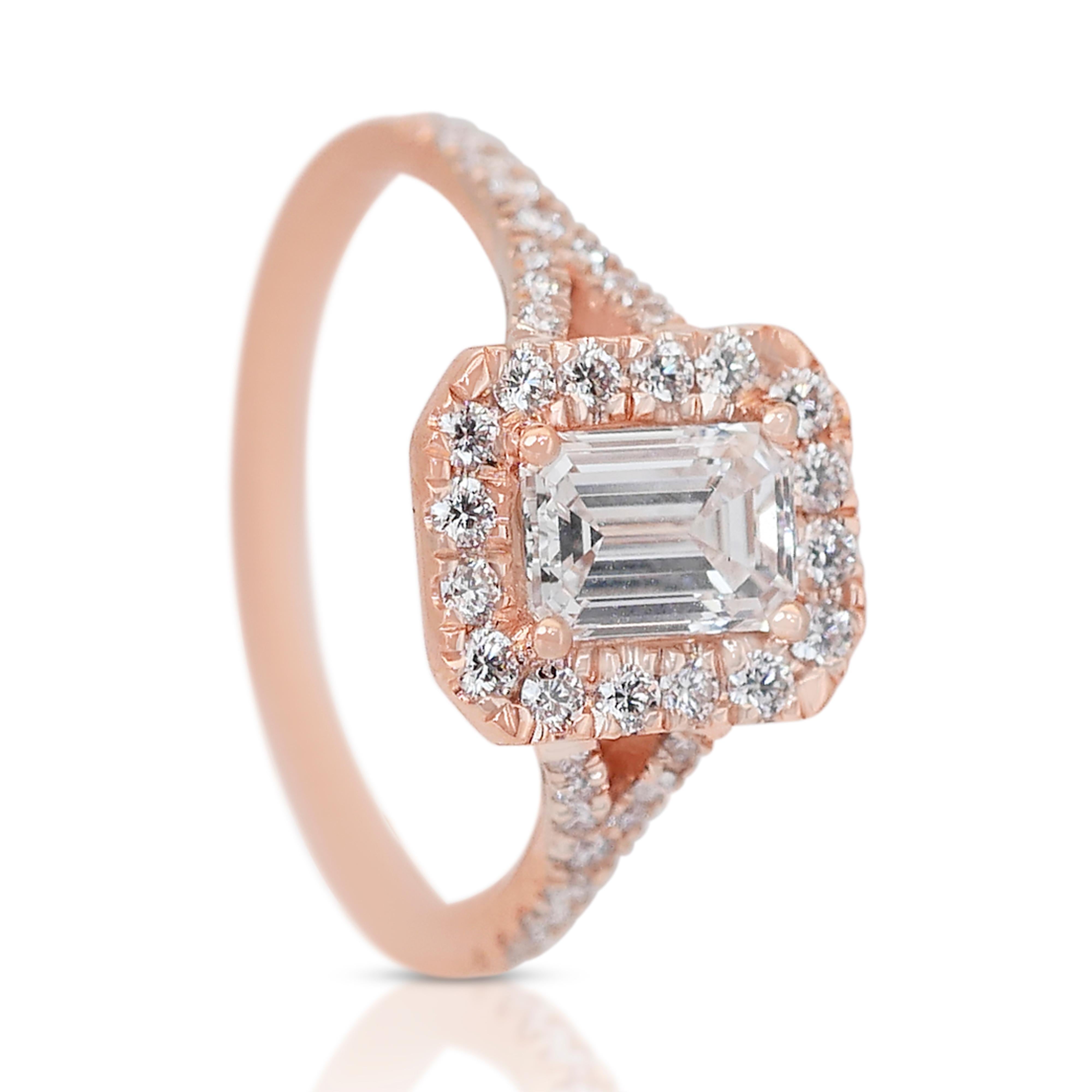 Captivating 1.42ct Diamonds Halo Ring in 18k Rose Gold - GIA Certified 2