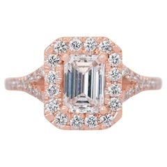 Captivating 1.42ct Diamonds Halo Ring in 18k Rose Gold - GIA Certified
